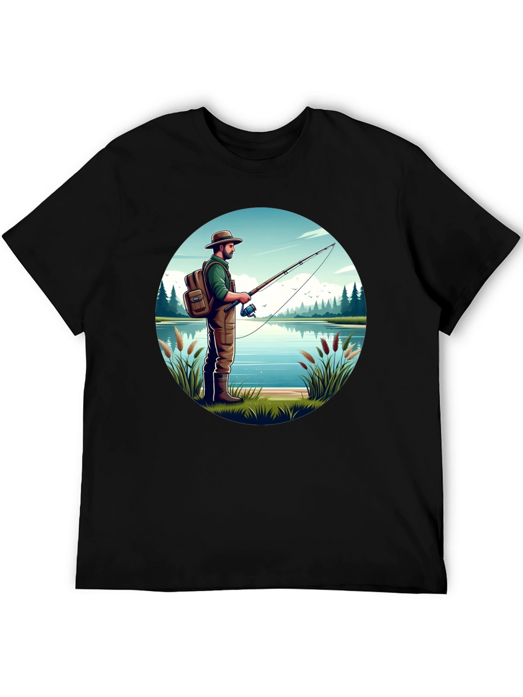 Fisherman Lake Graphic Tee - Nature Lover Shirt