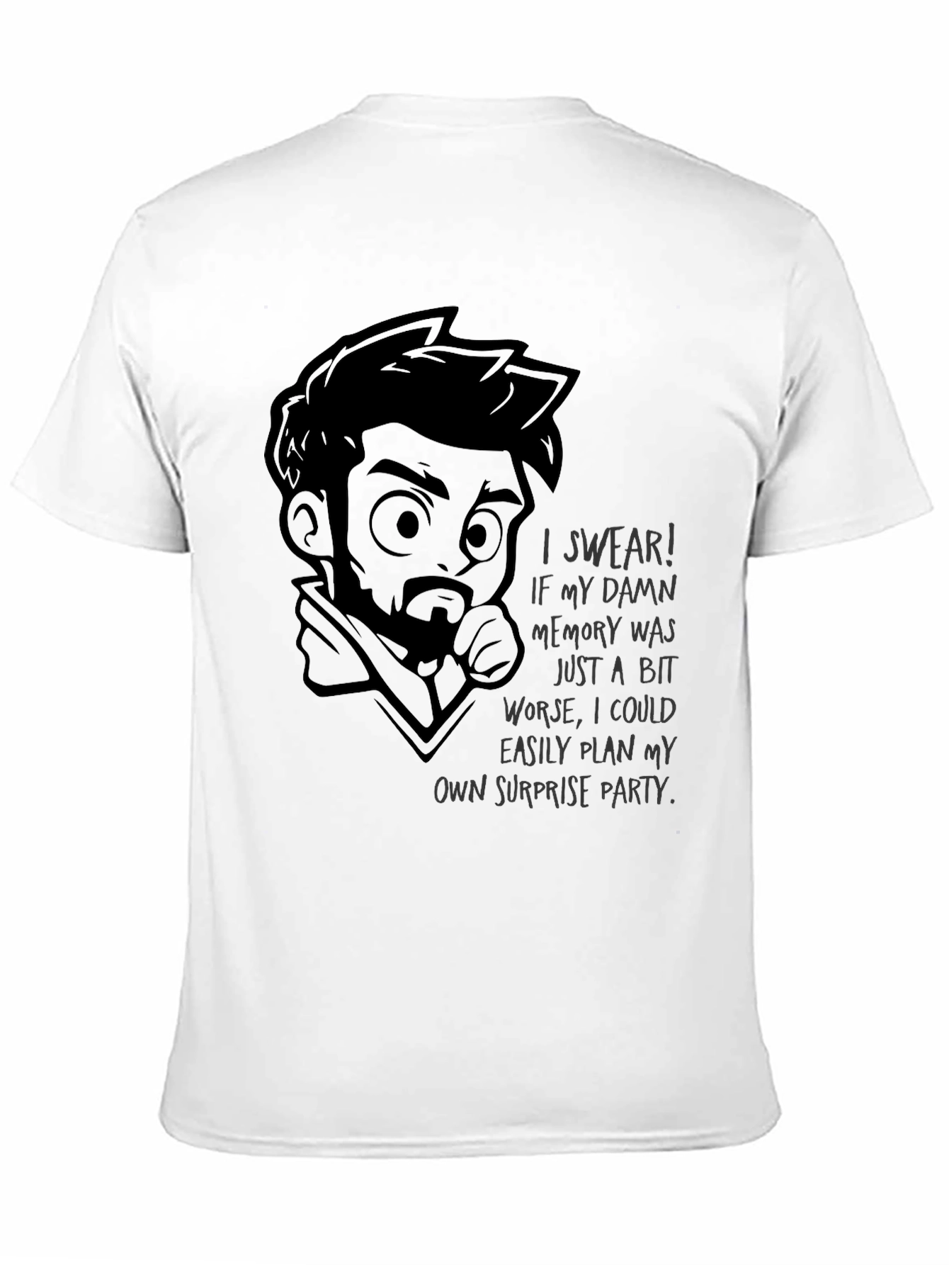 Humorous Bad Memory Graphic T-Shirt - Black