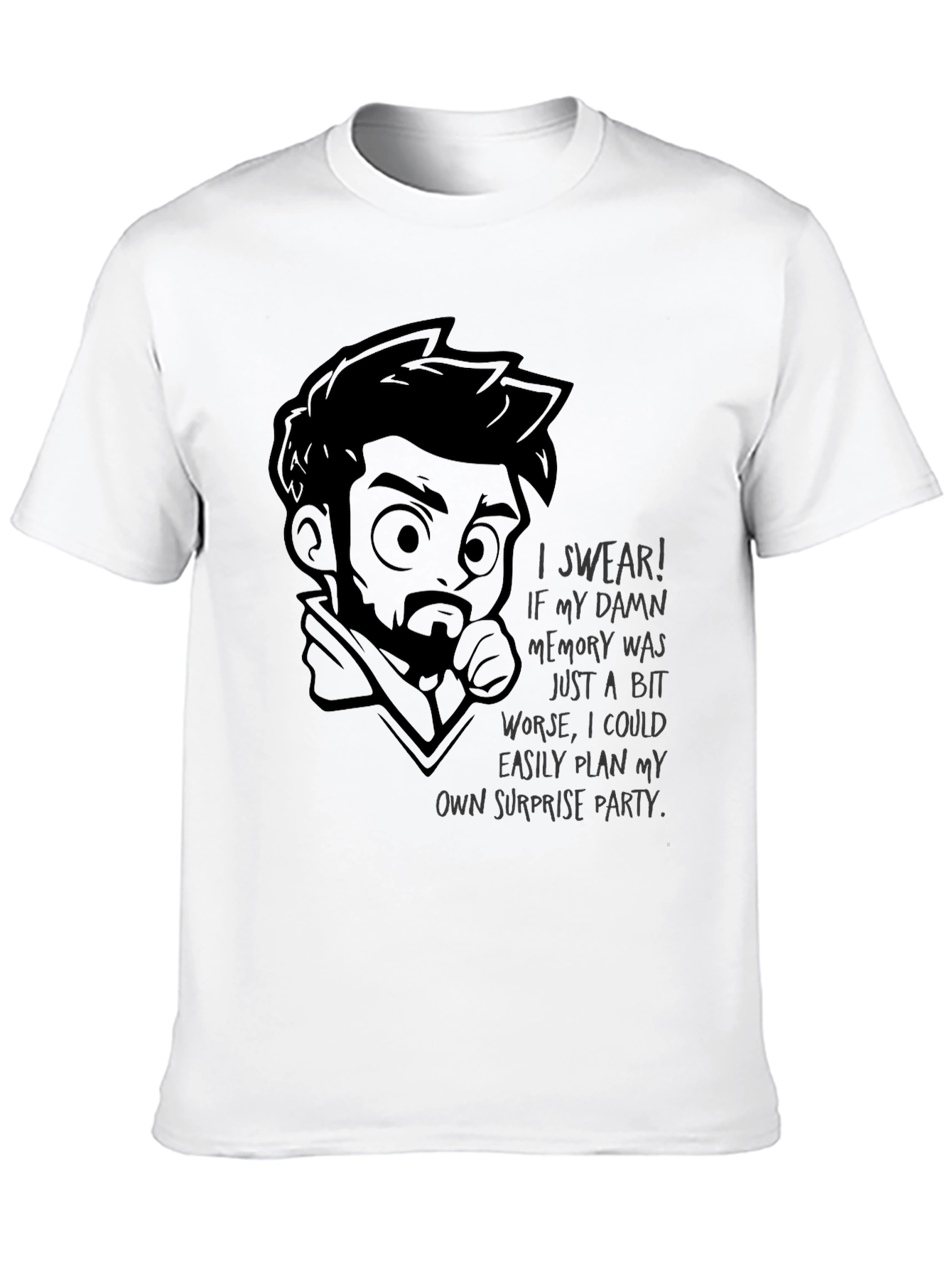 Humorous Bad Memory Graphic T-Shirt - Black
