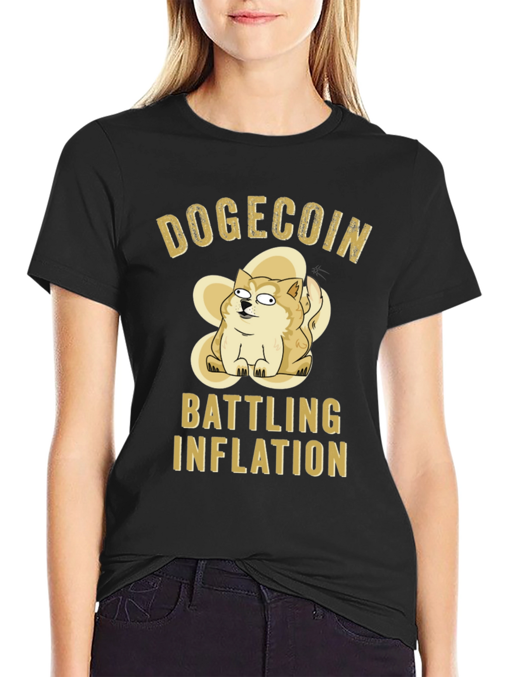 DogeCoin Battling Inflation Black T-Shirt