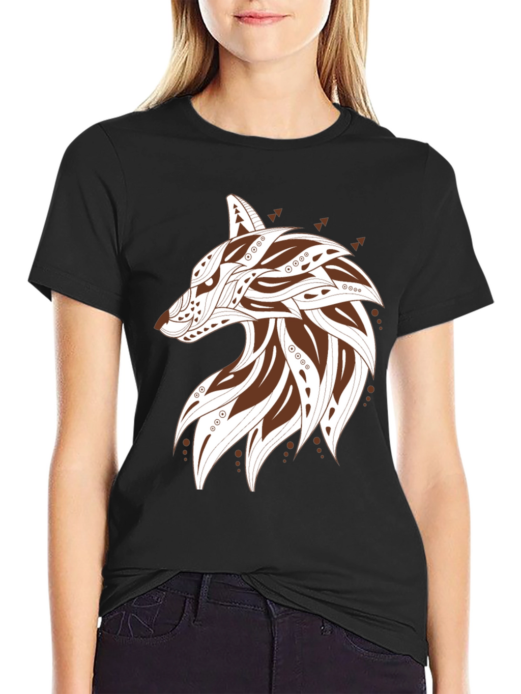 Stylish Wolf Graphic Print Mens T-Shirt - Black
