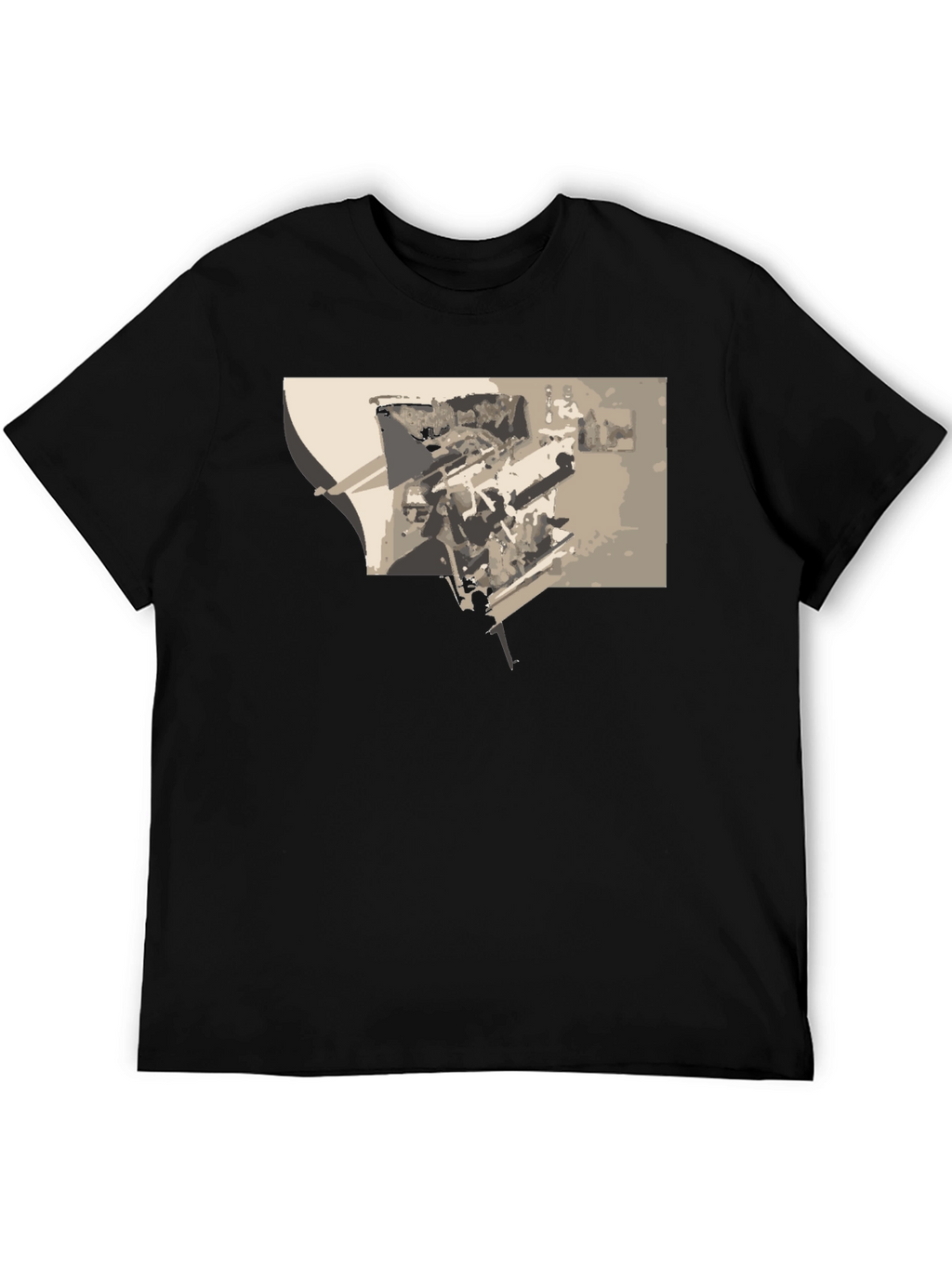 Abstract Graphic Print Black Tee