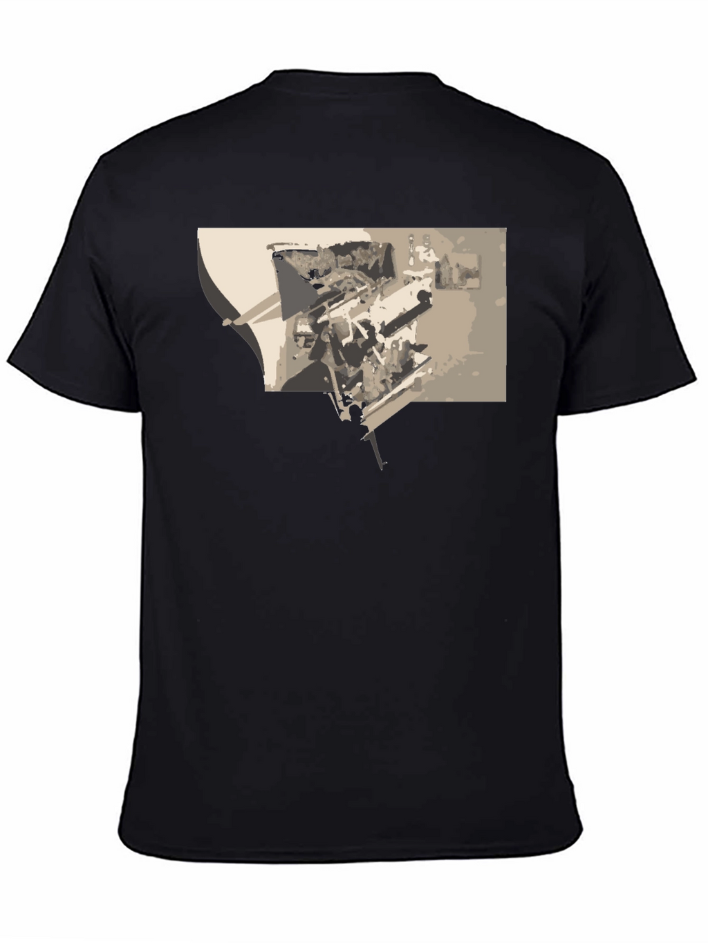 Abstract Graphic Print Black Tee