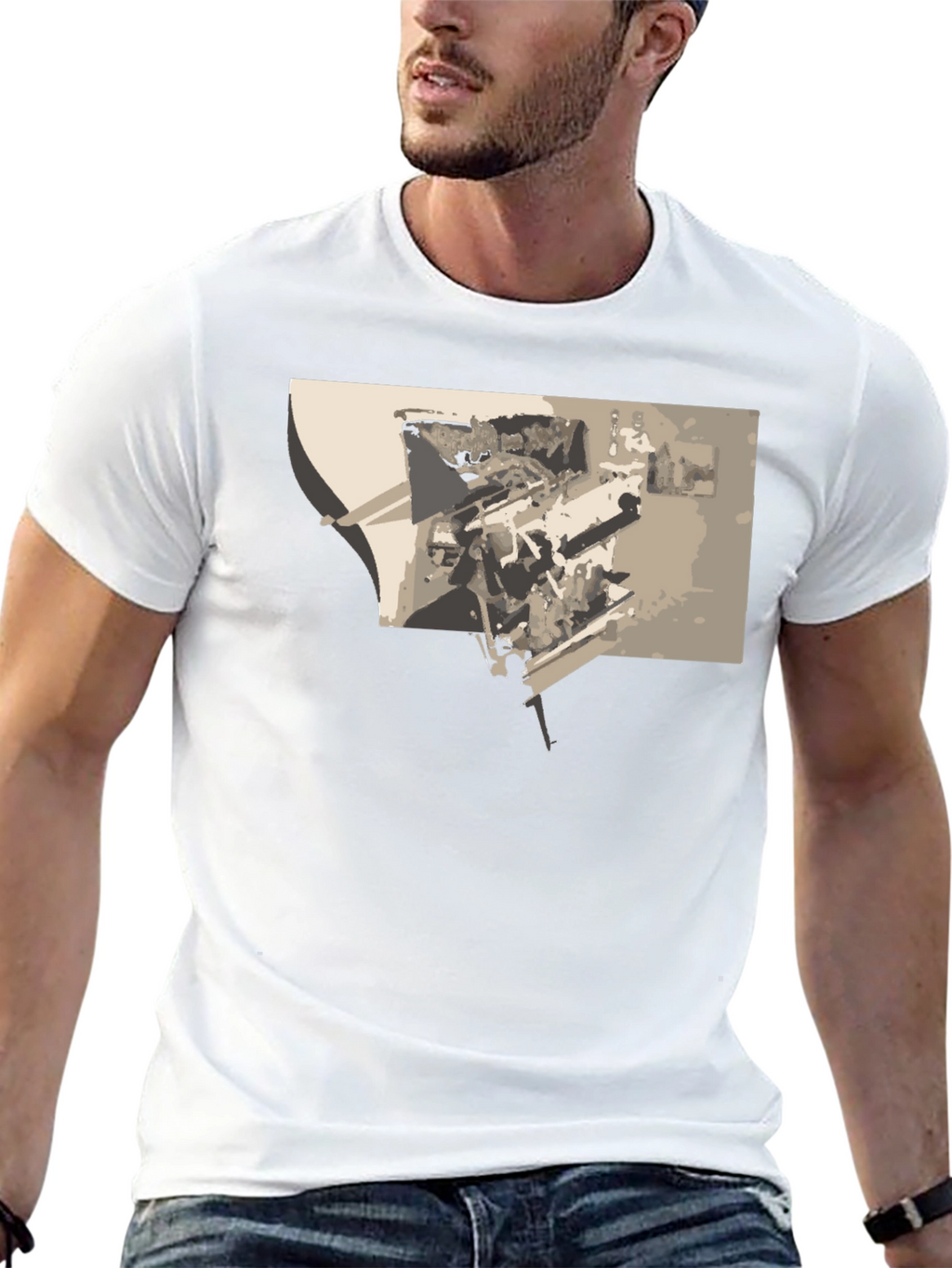 Abstract Graphic Print Black Tee