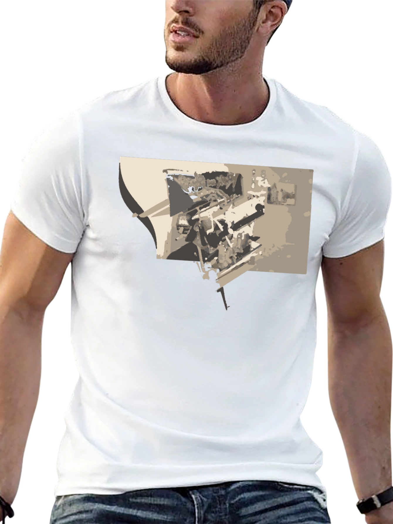 Abstract Graphic Print Black Tee