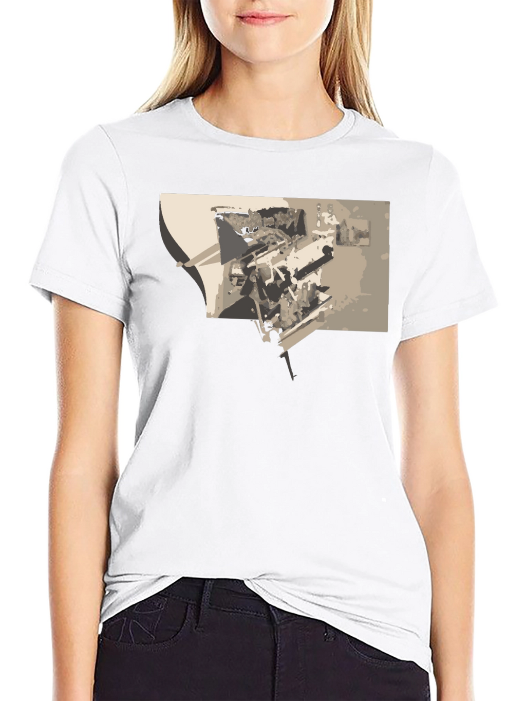 Abstract Graphic Print Black Tee