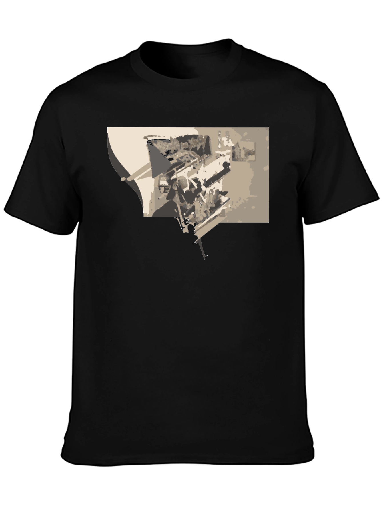 Abstract Graphic Print Black Tee