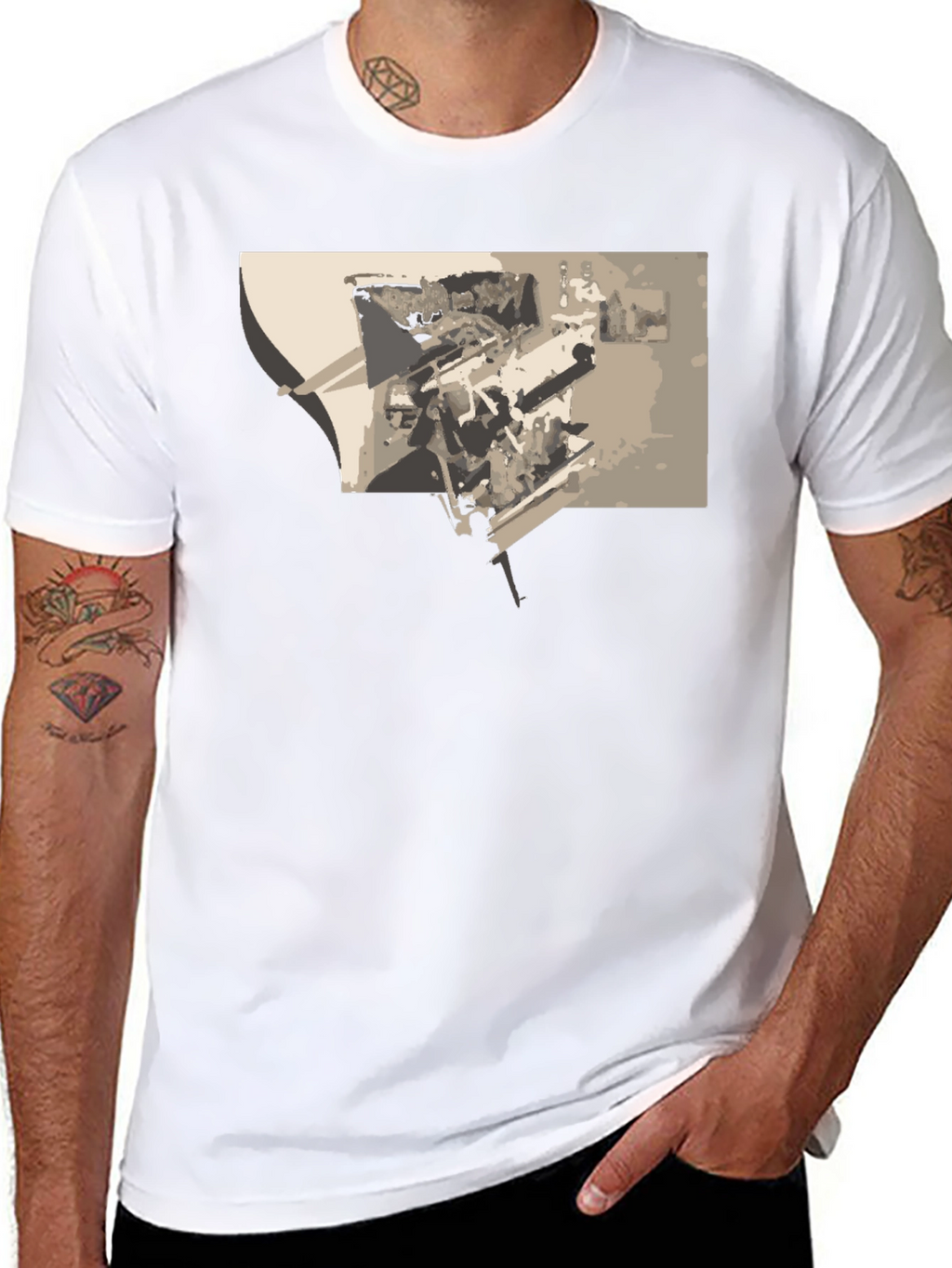 Abstract Graphic Print Black Tee