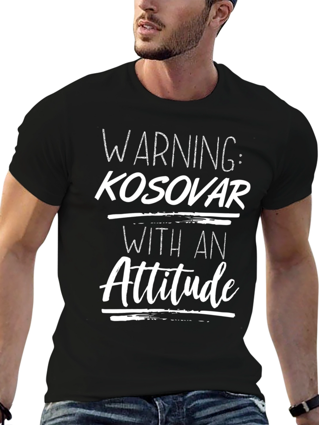 Warning: Kosovar With An Attitude Graphic T-Shirt