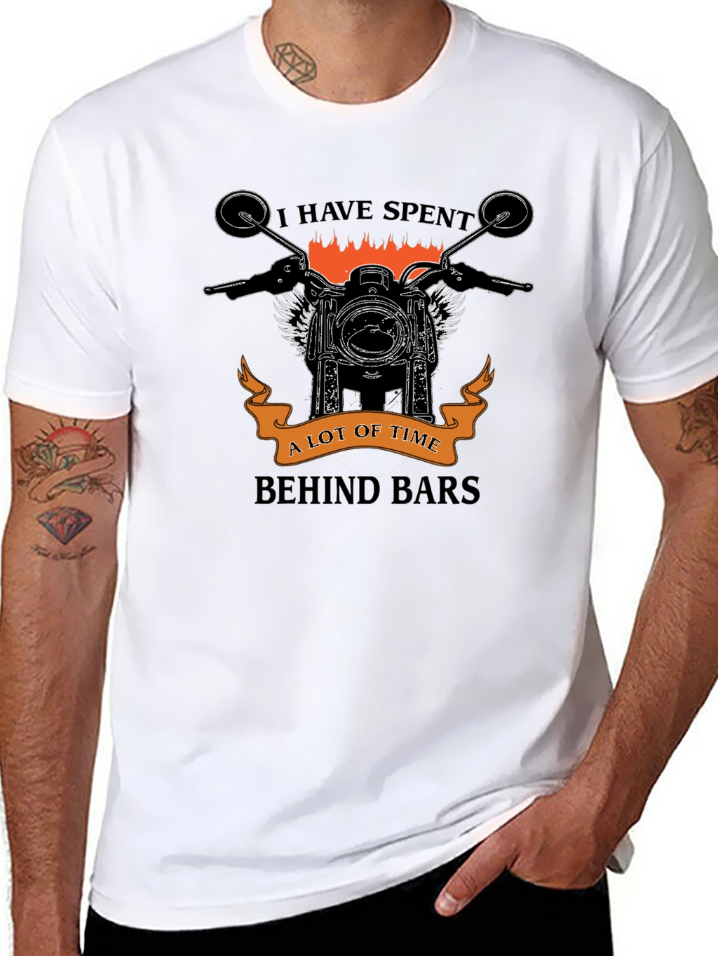 Motorcycle Lover Graphic T-Shirt - Behind Bars Design