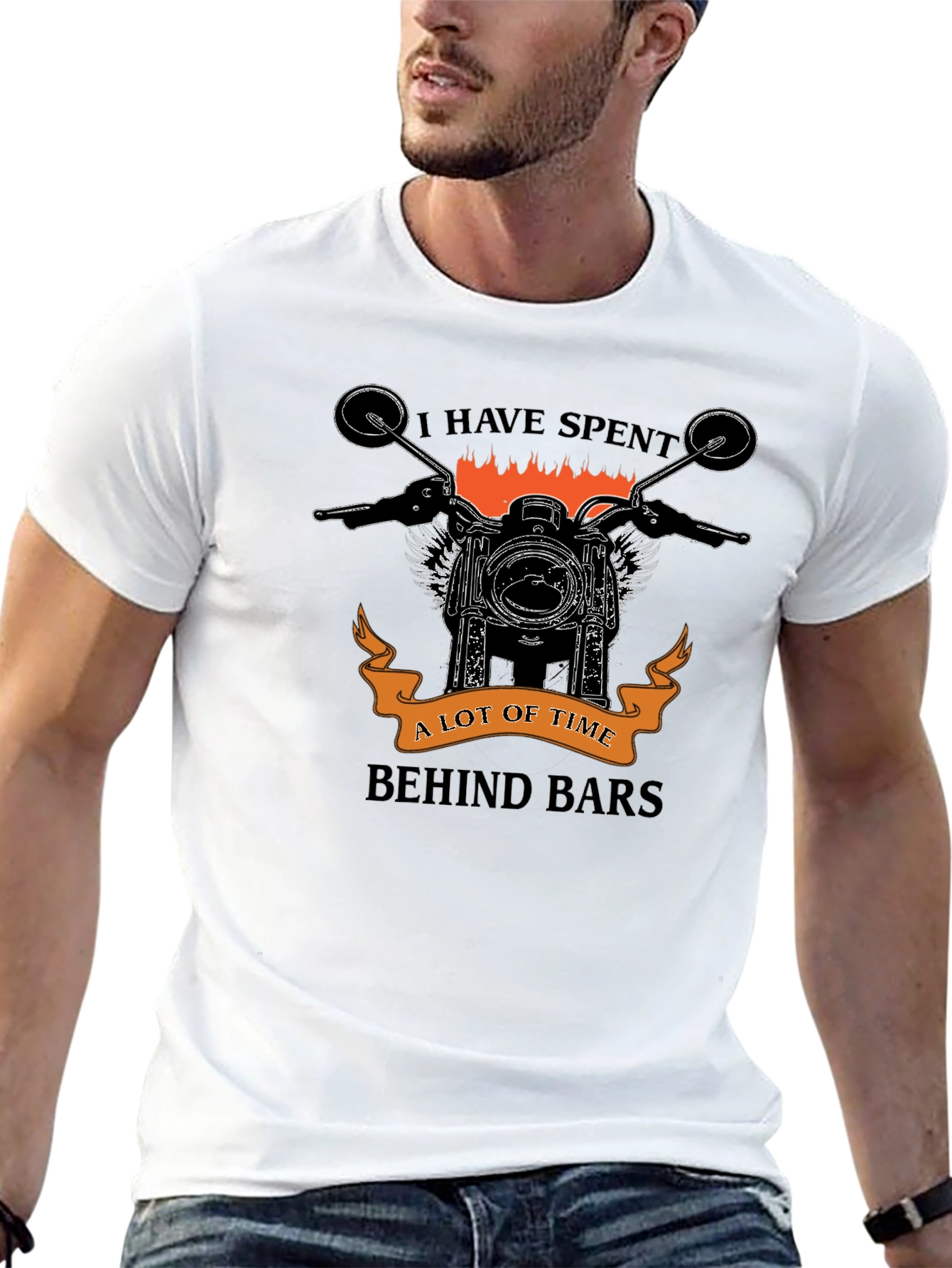 Motorcycle Lover Graphic T-Shirt - Behind Bars Design