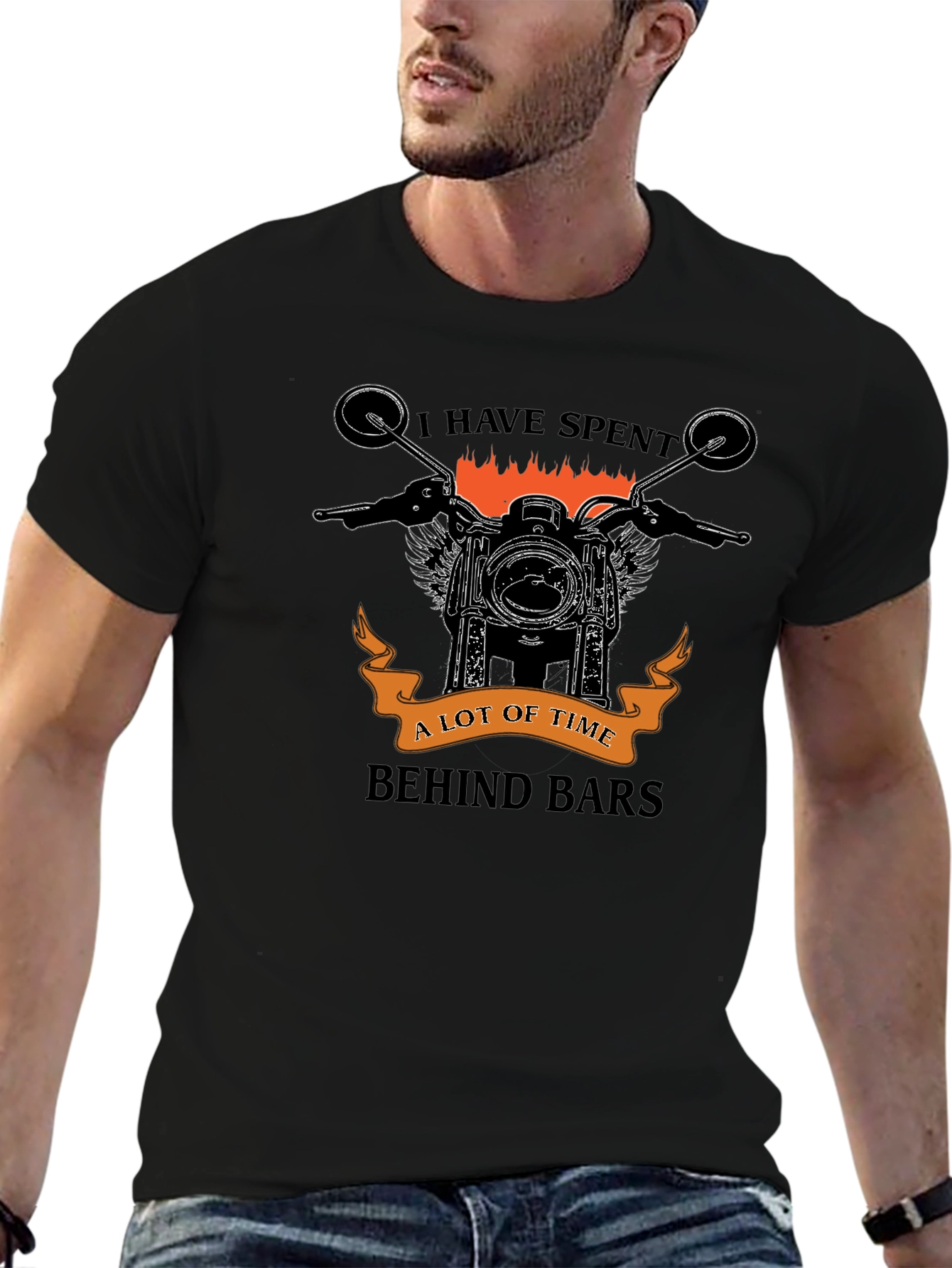 Motorcycle Lover Graphic T-Shirt - Behind Bars Design