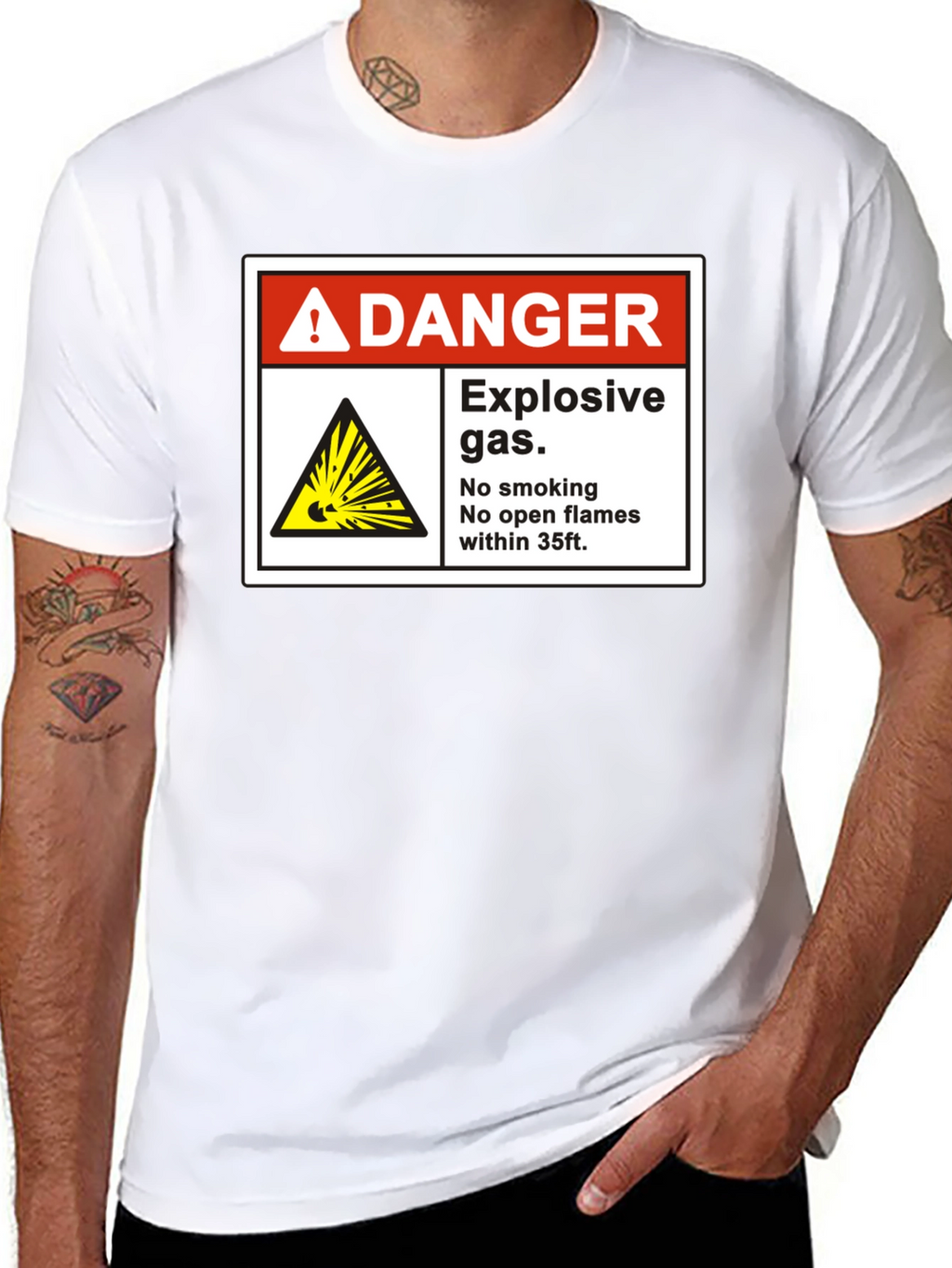 Danger Explosive Gas T-Shirt - No Smoking Open Flames