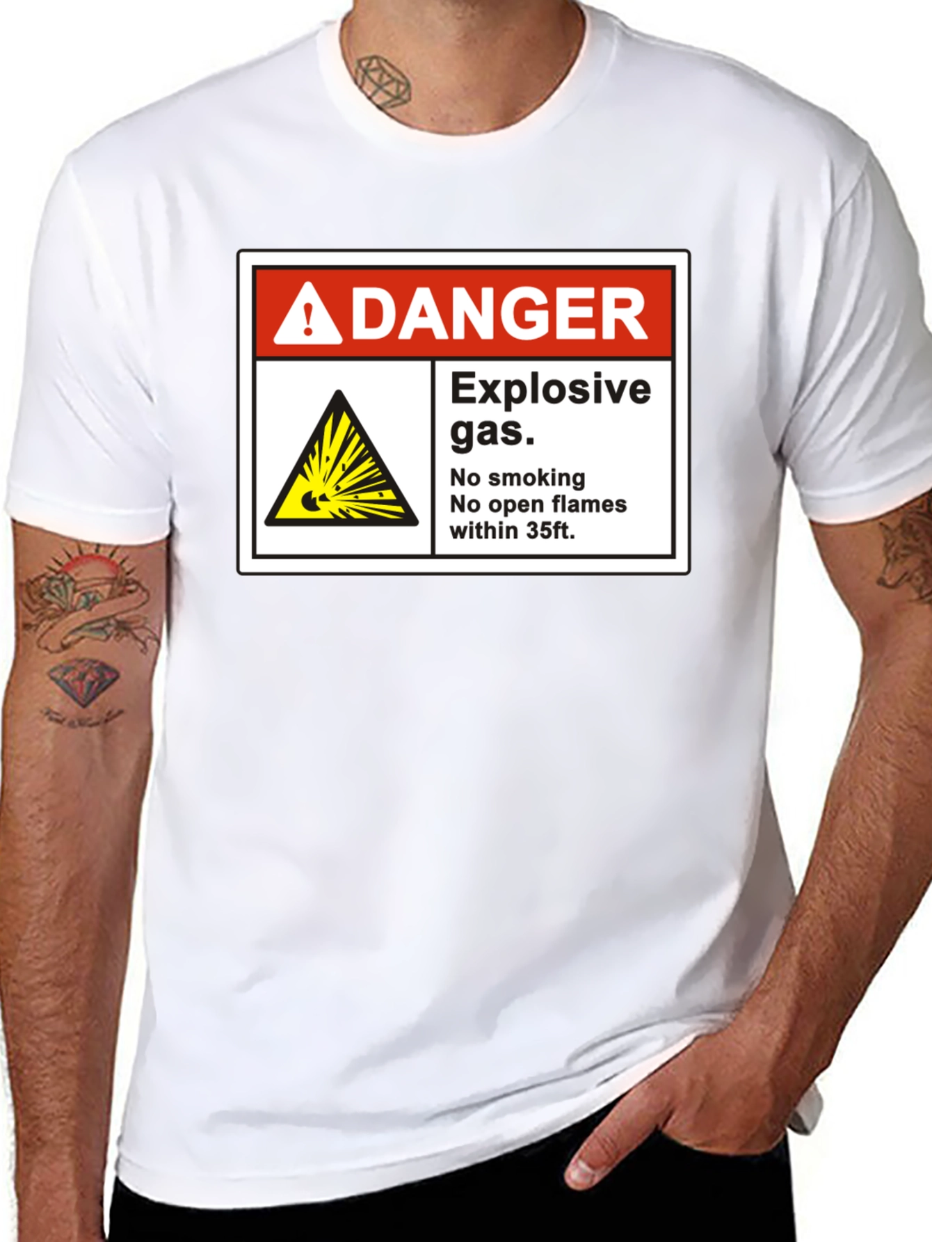 Danger Explosive Gas T-Shirt - No Smoking Open Flames