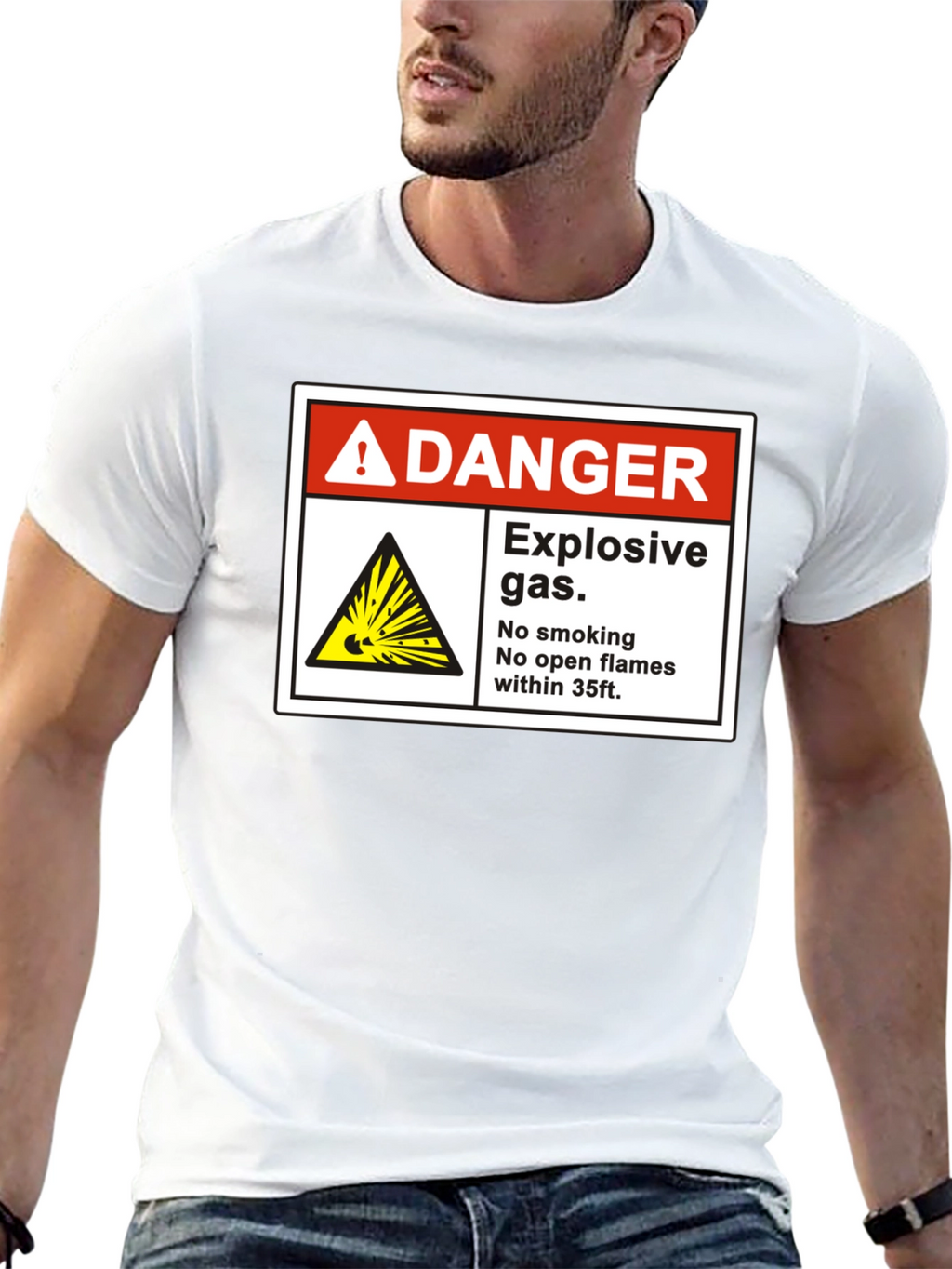 Danger Explosive Gas T-Shirt - No Smoking Open Flames