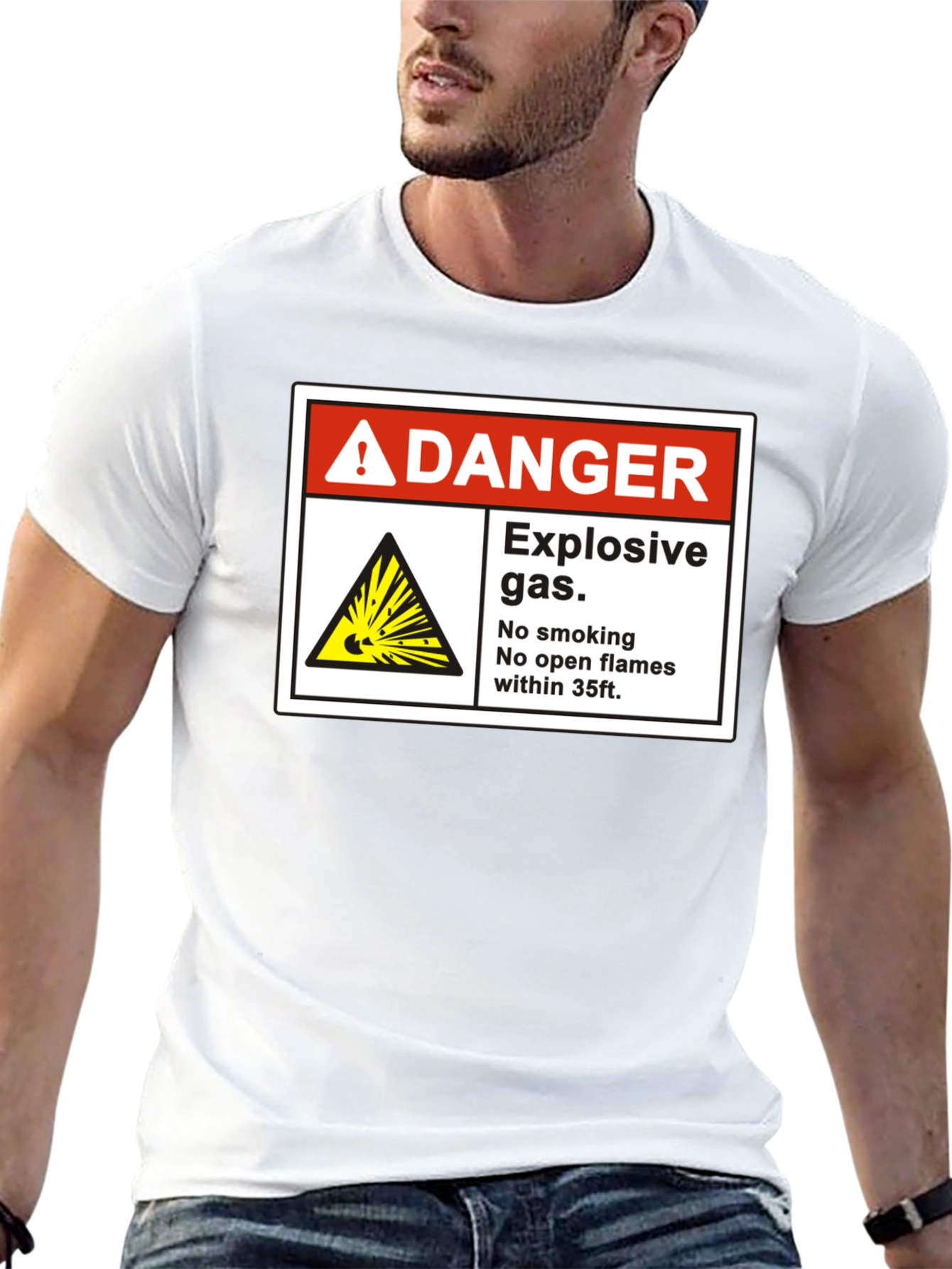 Danger Explosive Gas T-Shirt - No Smoking Open Flames