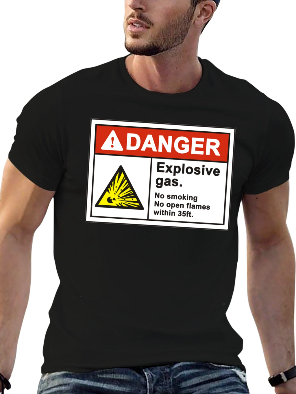 Danger Explosive Gas T-Shirt - No Smoking Open Flames
