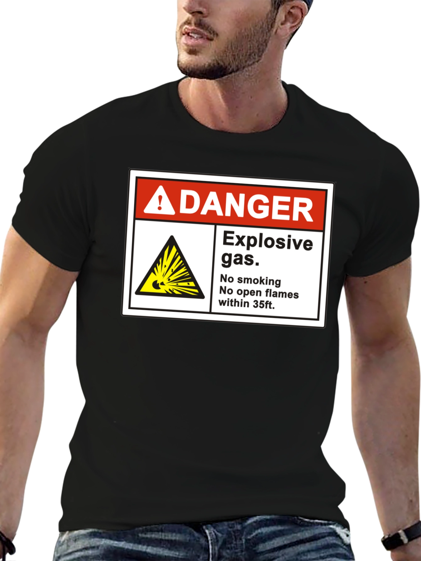 Danger Explosive Gas T-Shirt - No Smoking Open Flames