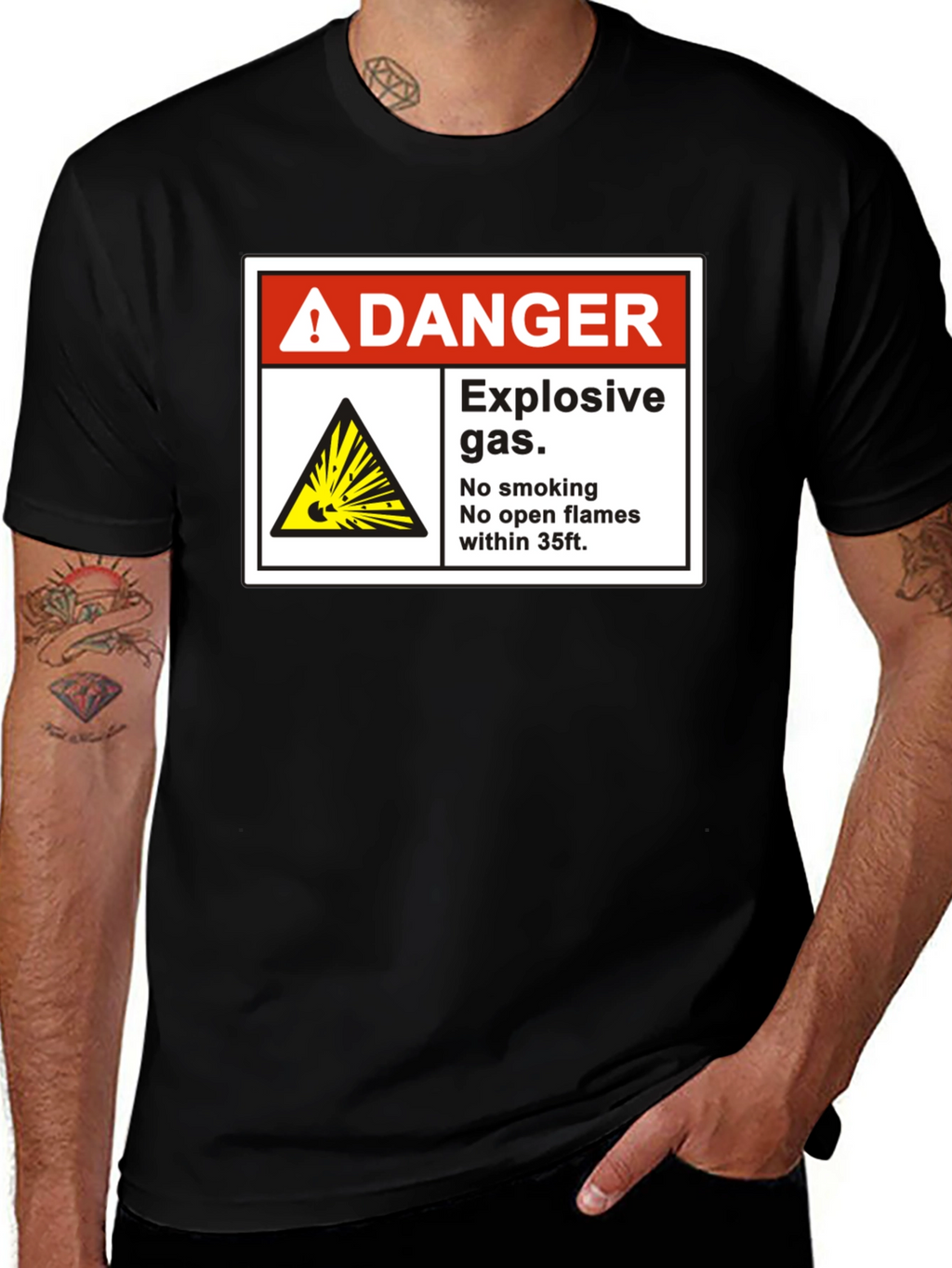 Danger Explosive Gas T-Shirt - No Smoking Open Flames
