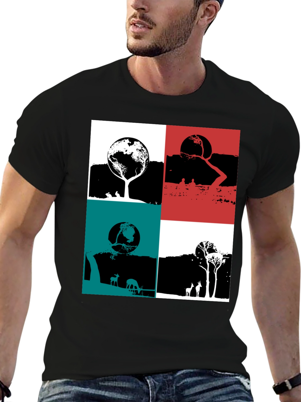 Nature Graphic Print Crew Neck T-Shirt