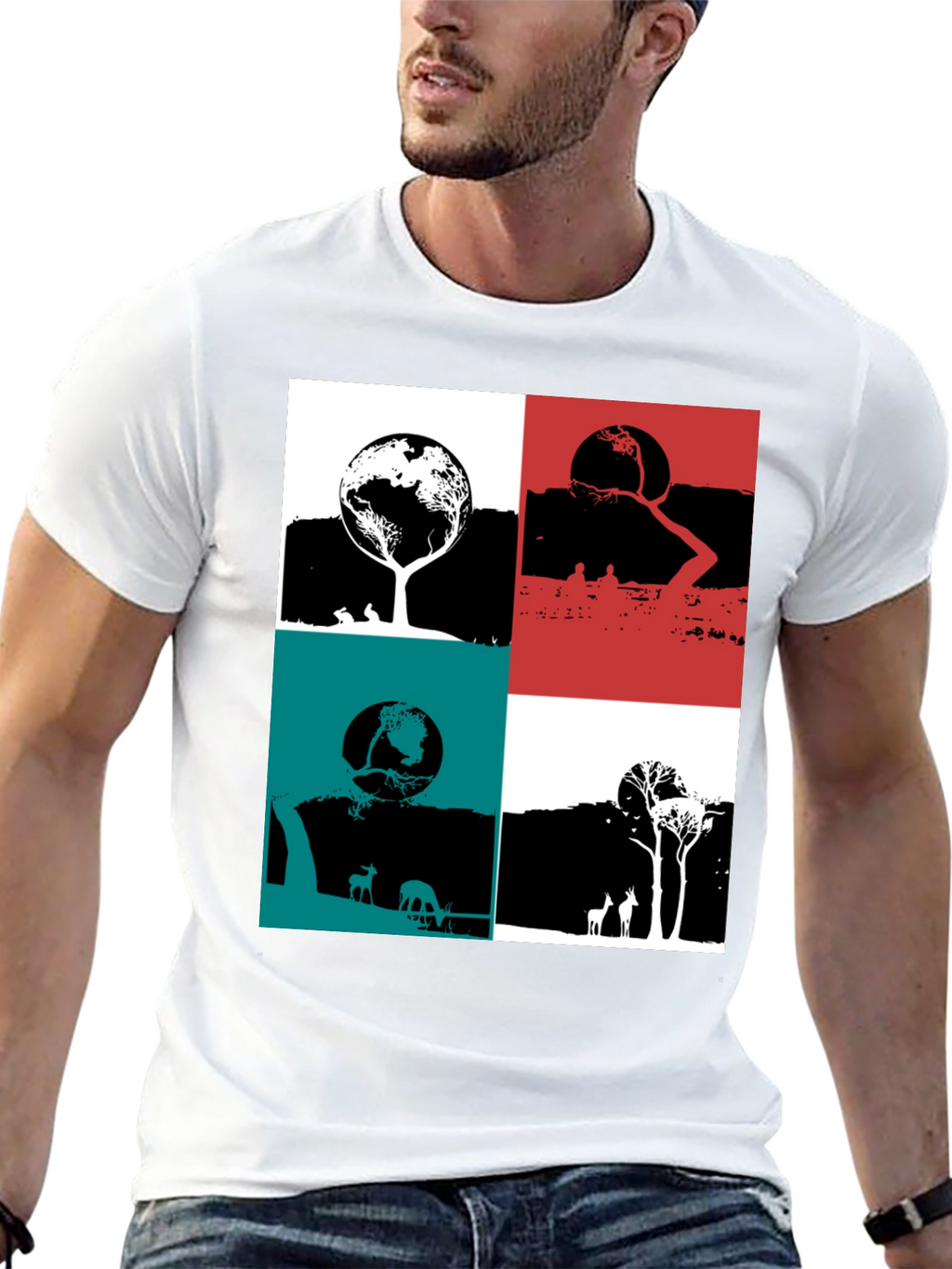 Nature Graphic Print Crew Neck T-Shirt