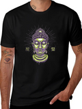 Buddha Graphic Tee - Black Cotton Blend T-Shirt