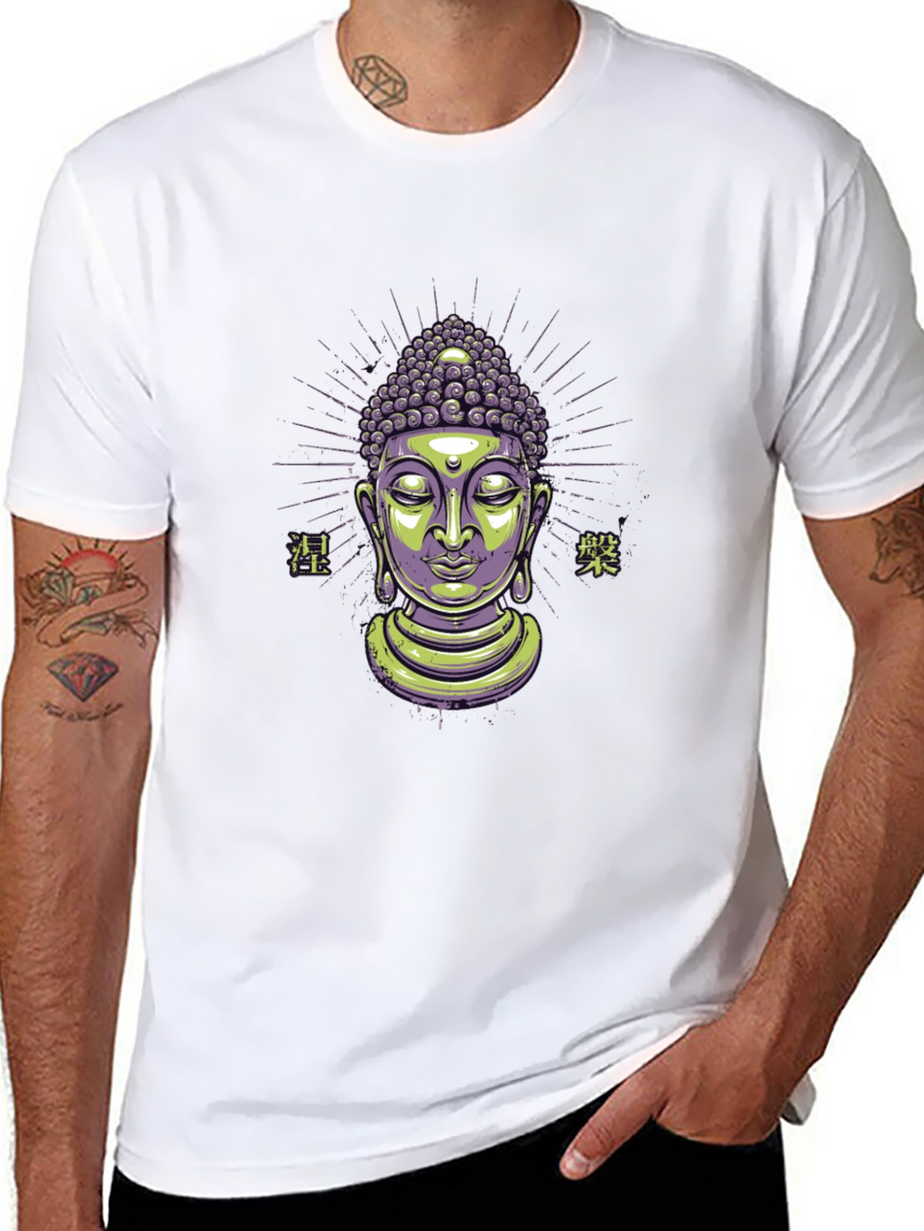 Buddha Graphic Tee - Black Cotton Blend T-Shirt