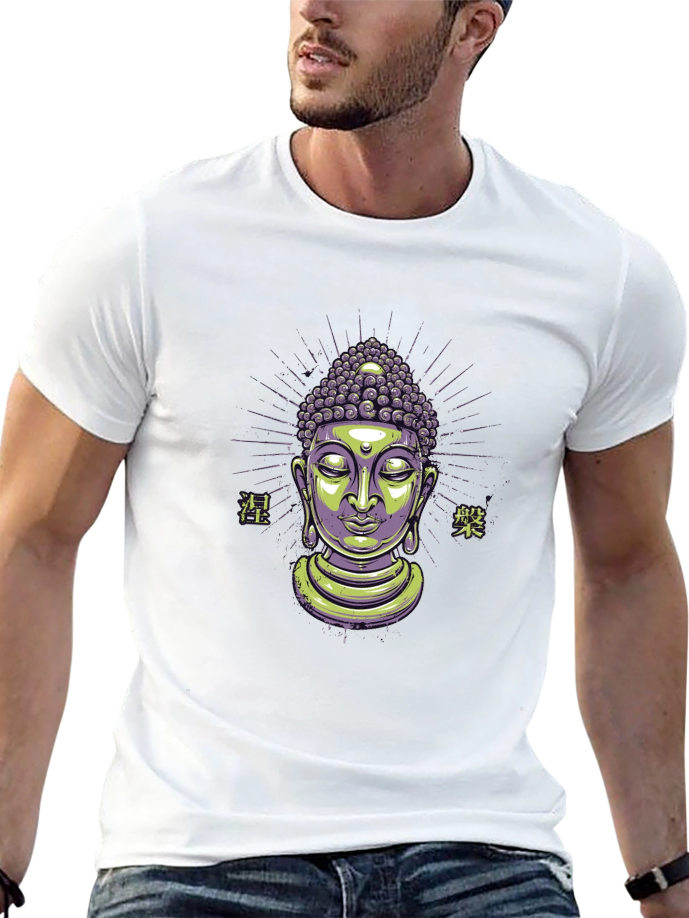 Buddha Graphic Tee - Black Cotton Blend T-Shirt