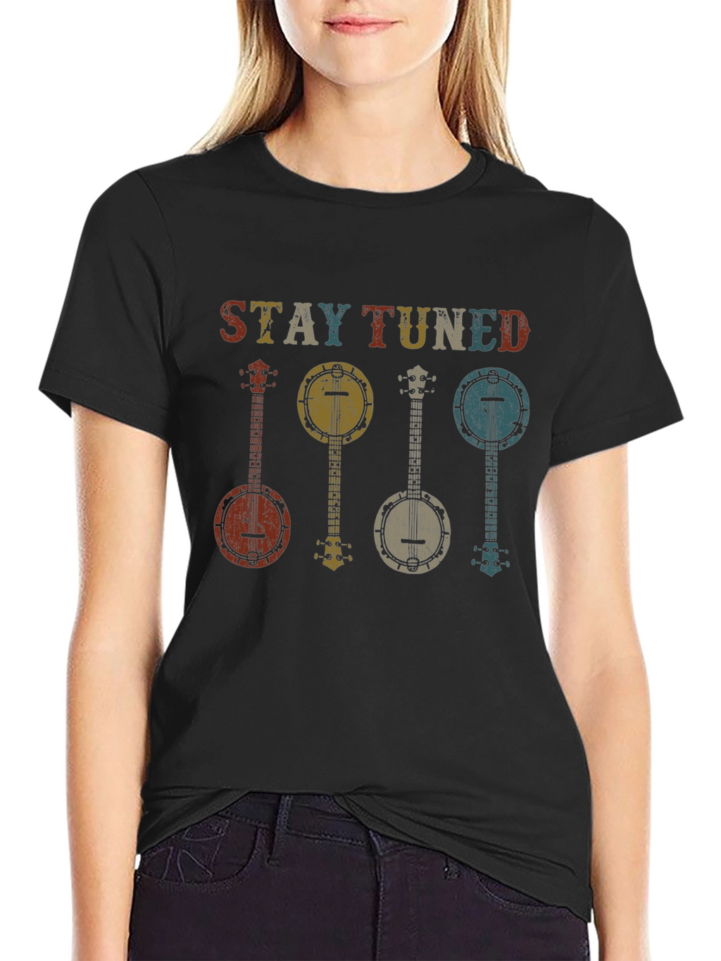 Stay Tuned Banjo Graphic Tee - Retro Music Shirt
