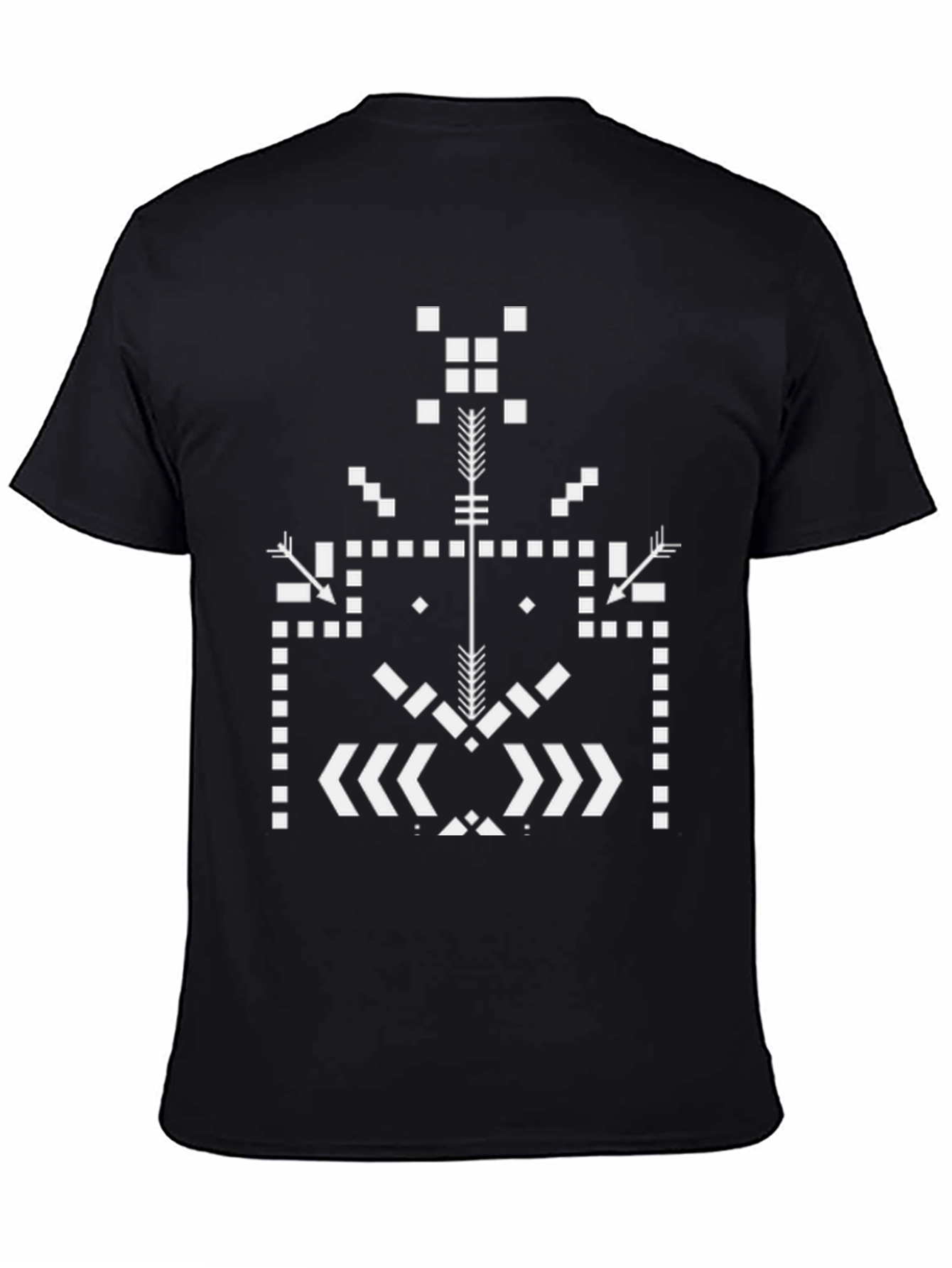 Geometric Tribal Design Black Tee