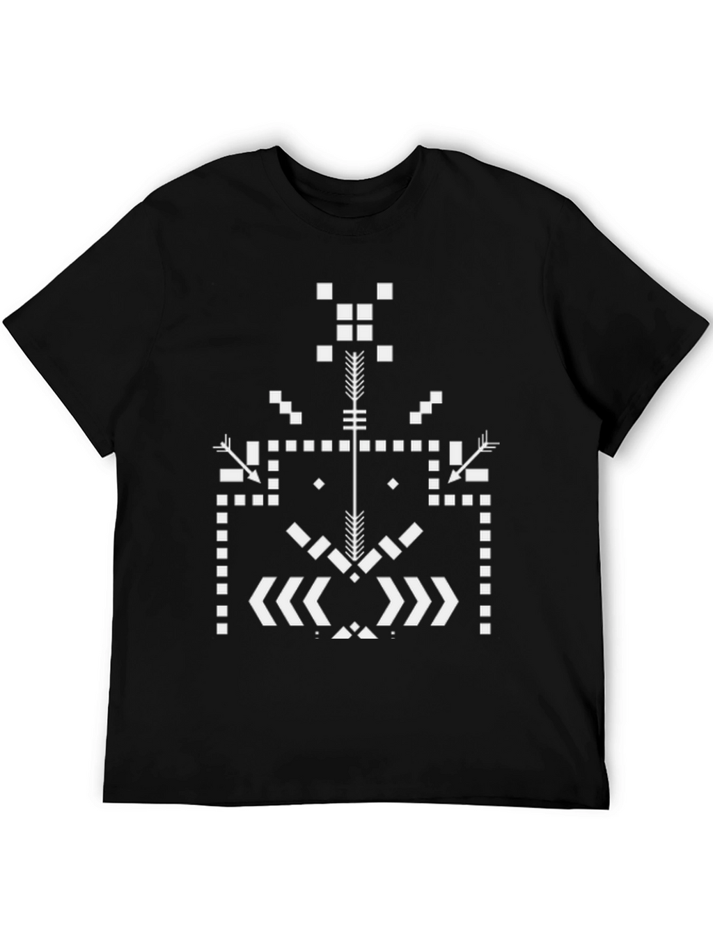 Geometric Tribal Design Black Tee