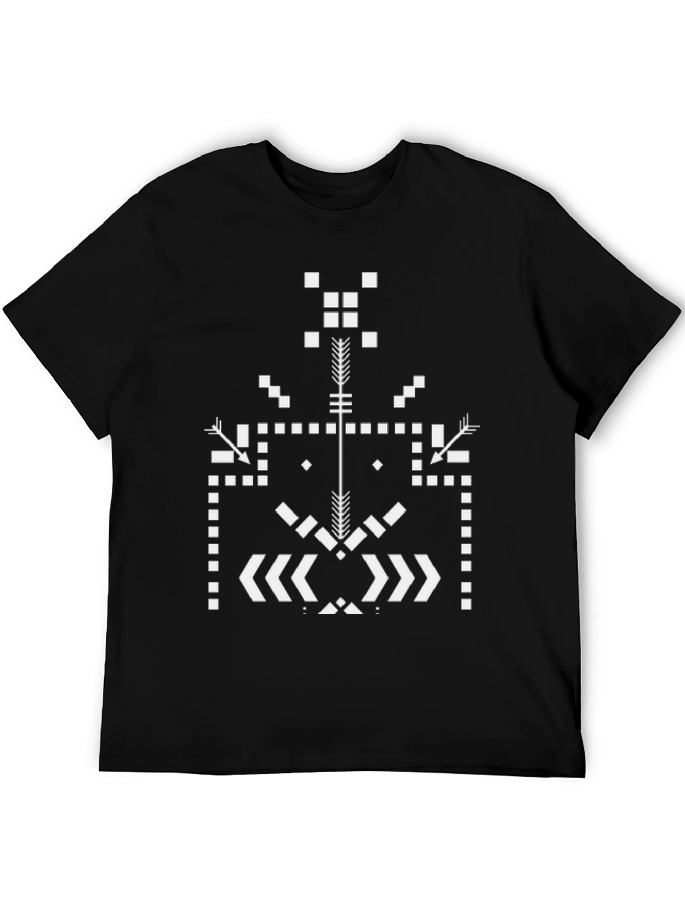 Geometric Tribal Design Black Tee