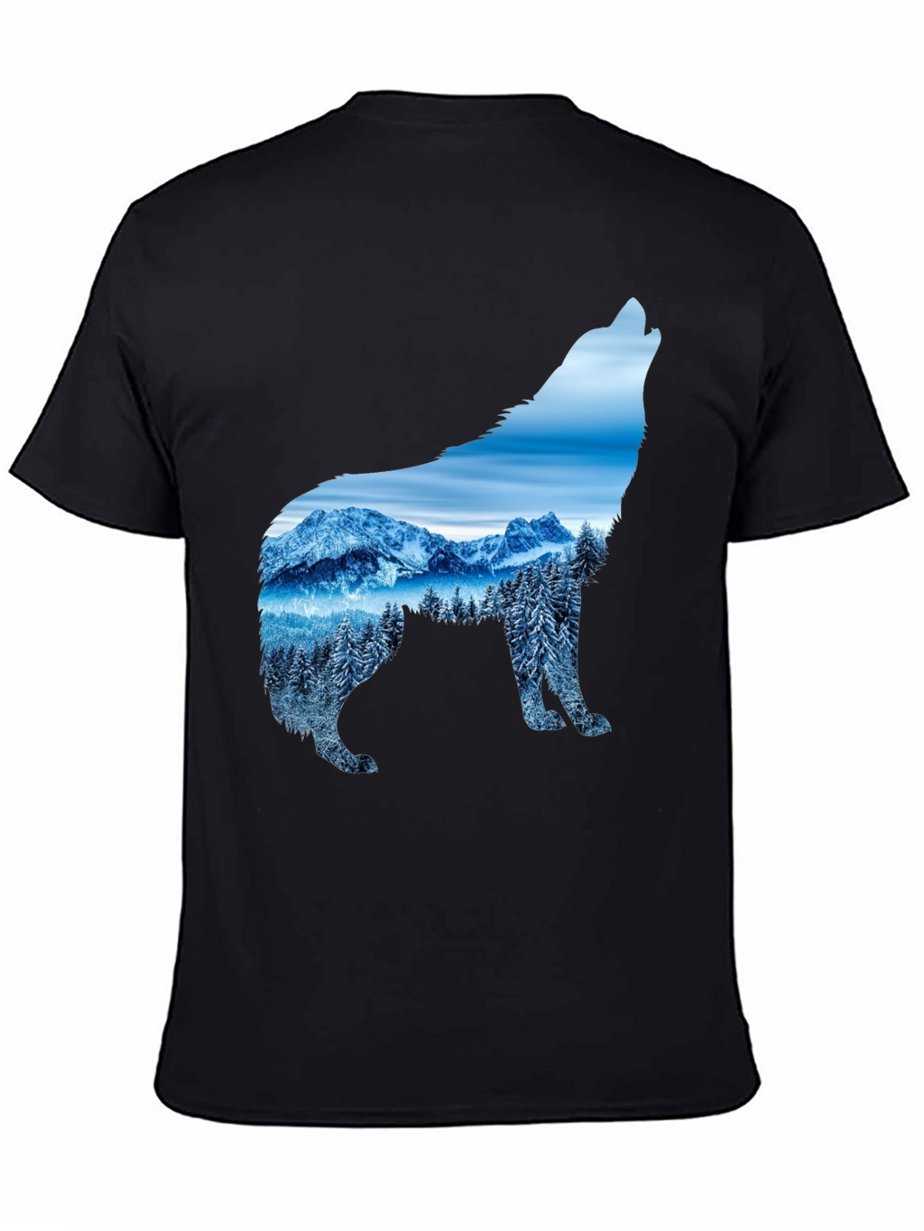 Wolf Mountain Scene Graphic Tee - Black