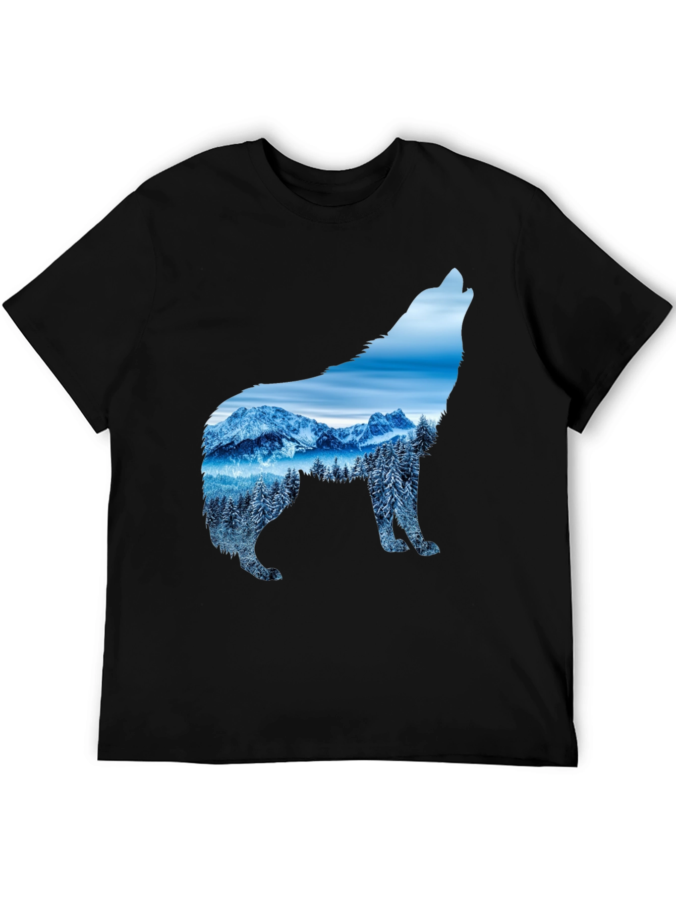 Wolf Mountain Scene Graphic Tee - Black