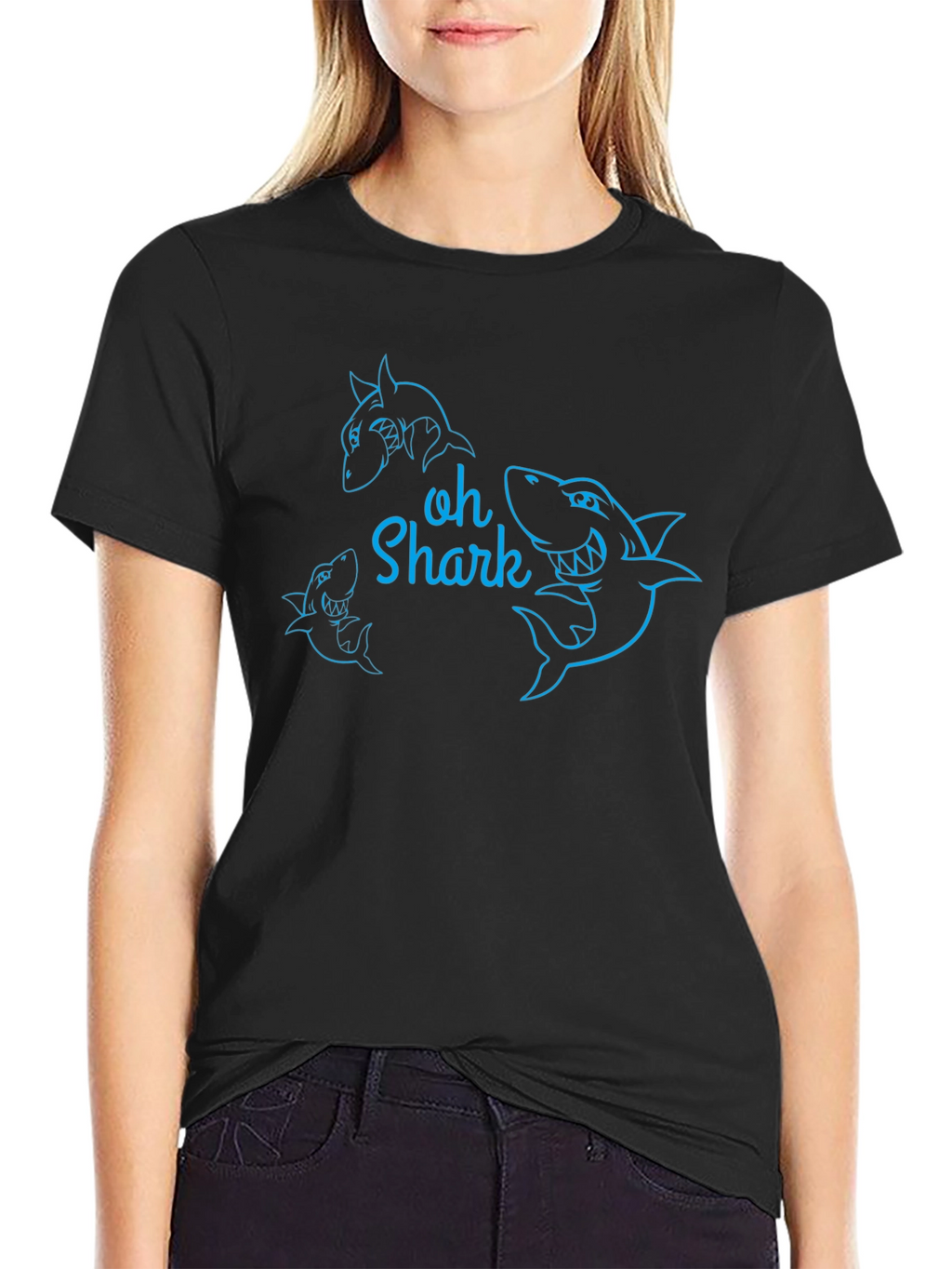 Oh Shark Graphic Tee - Black Cotton T-Shirt
