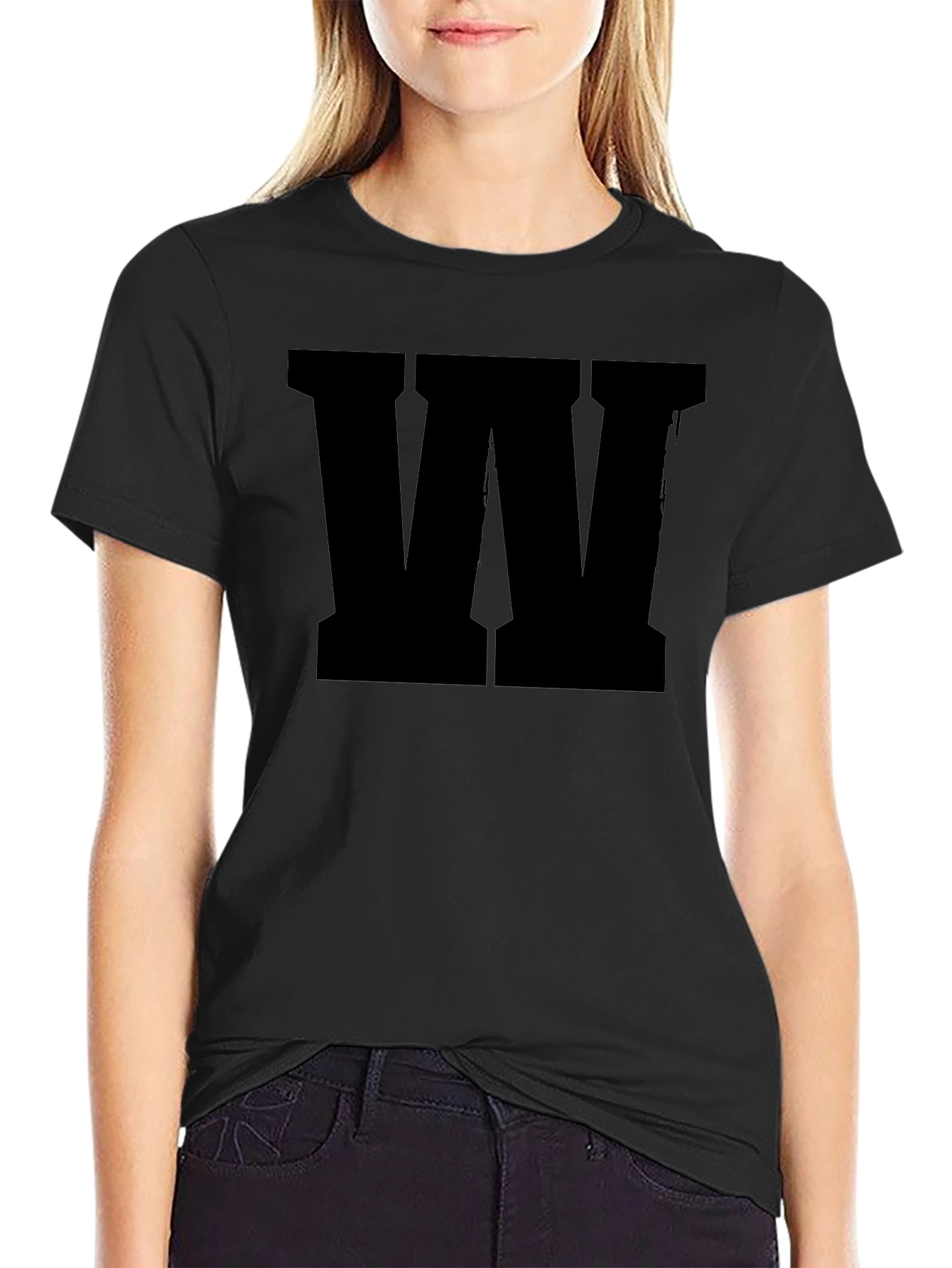 Bold Letter W Graphic Tee - Classic Black