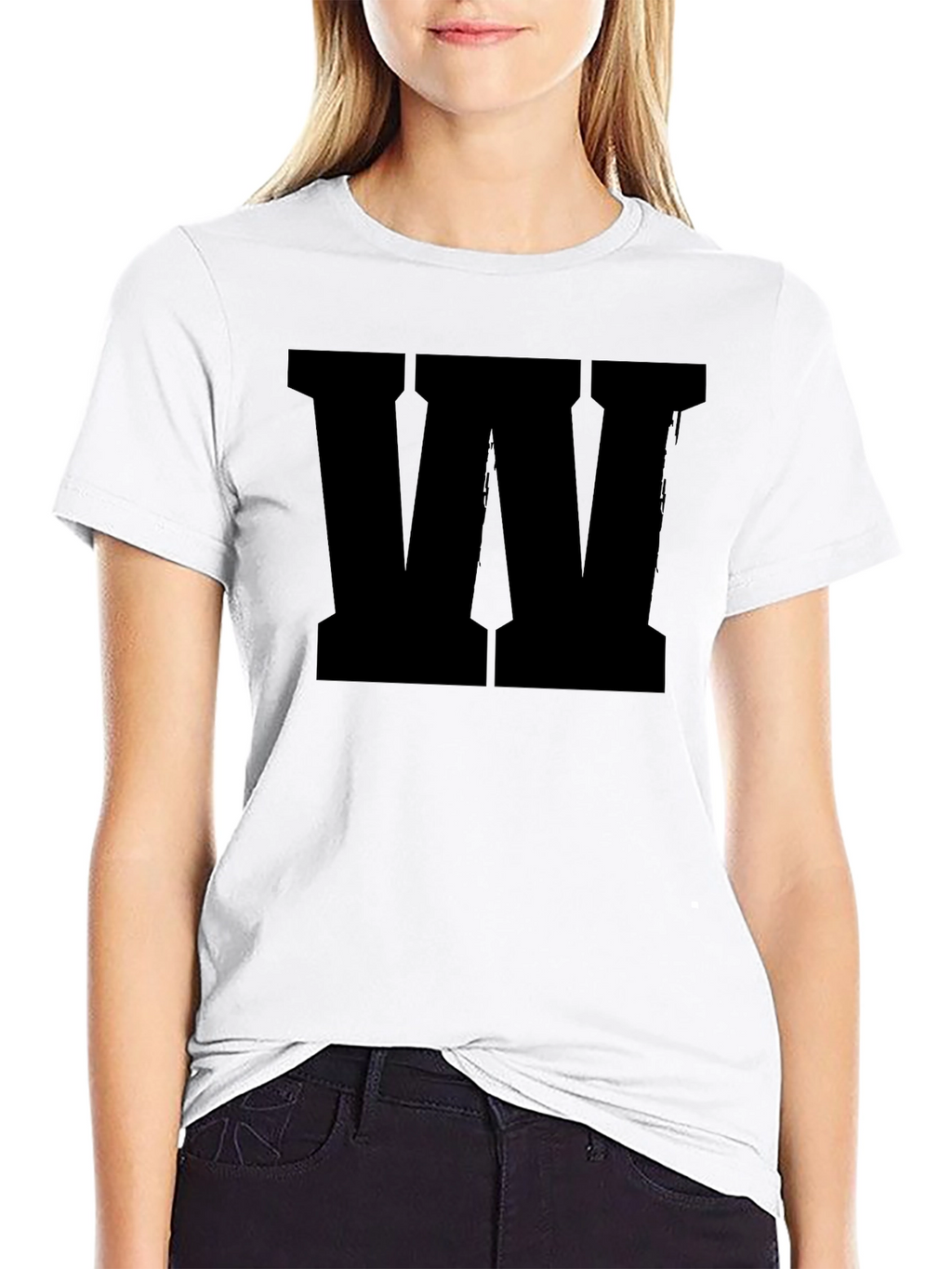 Bold Letter W Graphic Tee - Classic Black