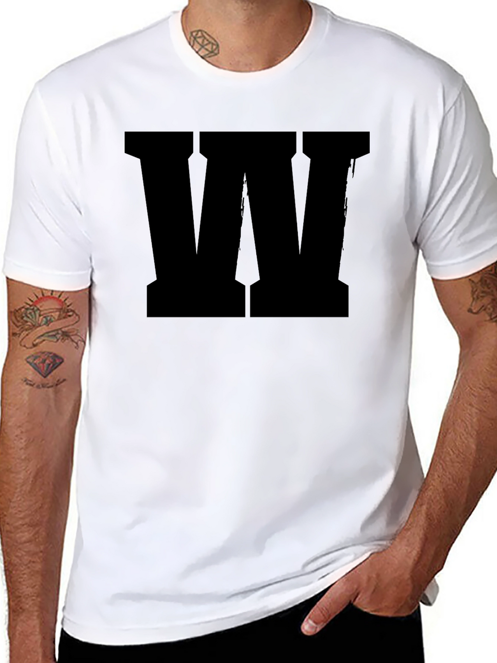 Bold Letter W Graphic Tee - Classic Black