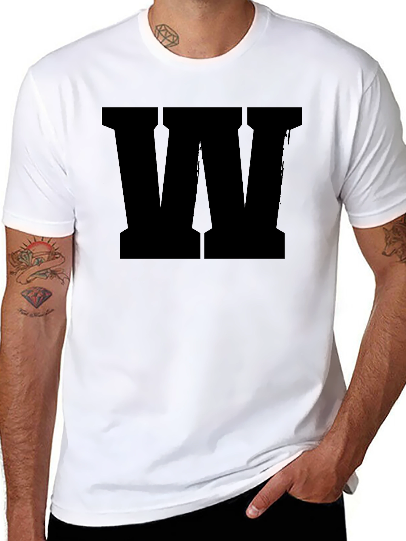 Bold Letter W Graphic Tee - Classic Black