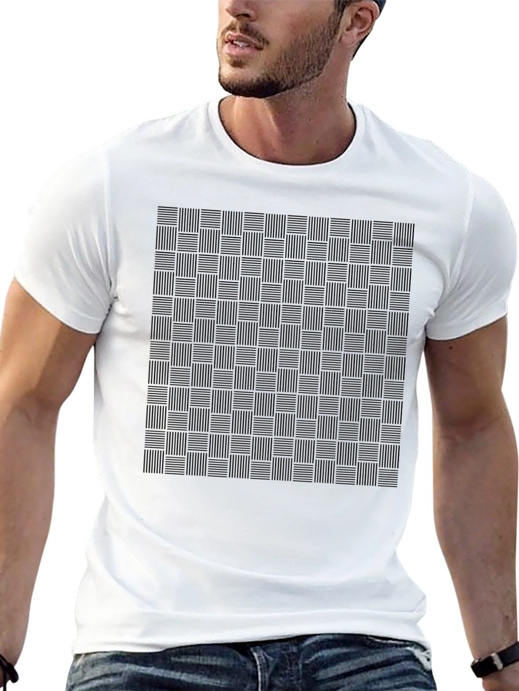 Modern Black Woven Pattern T-Shirt
