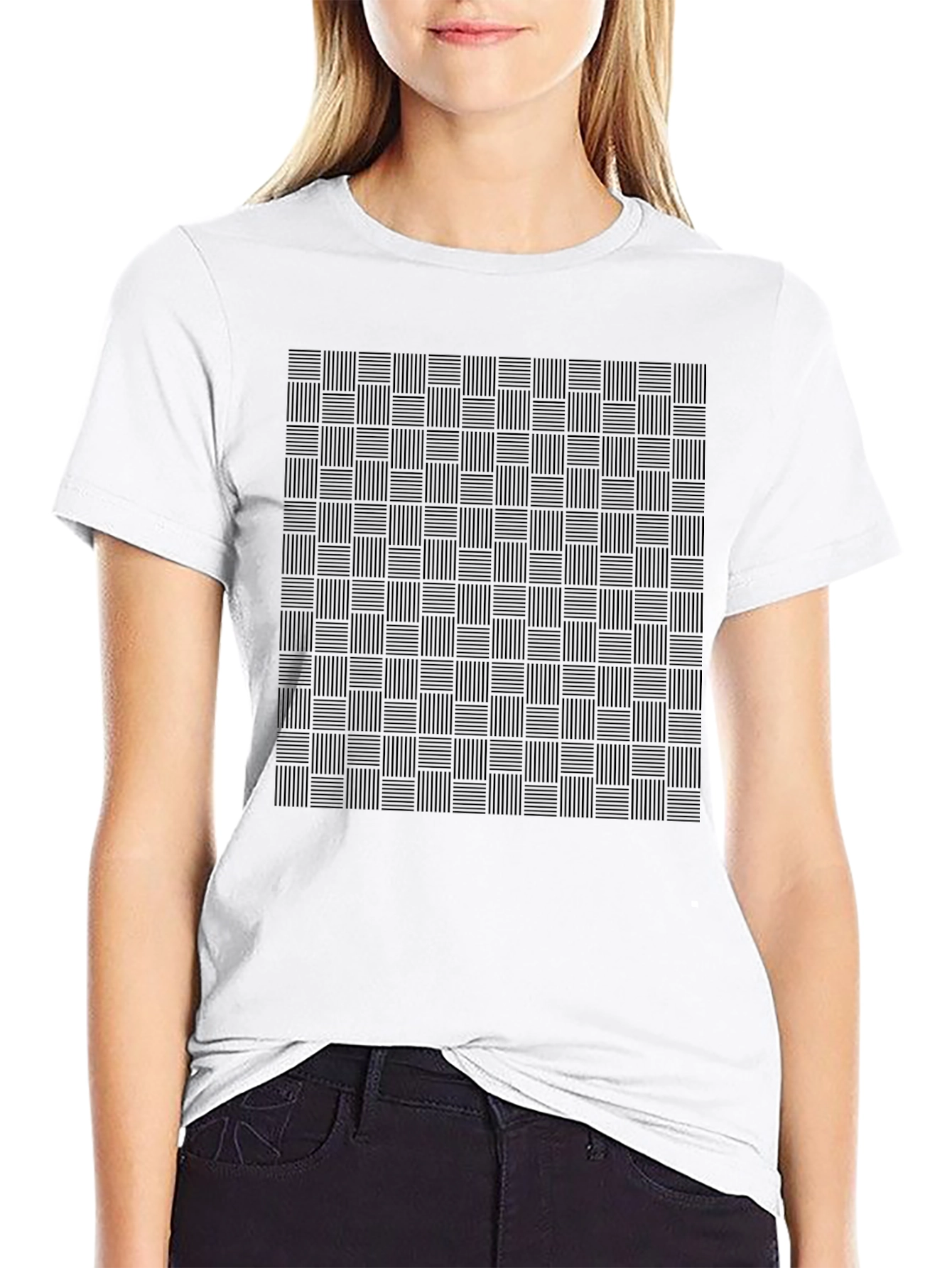 Modern Black Woven Pattern T-Shirt