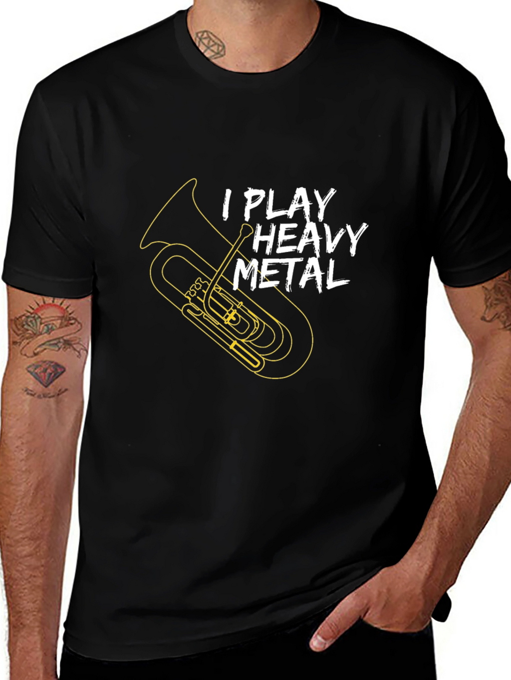 Heavy Metal Tuba Player Black T-Shirt