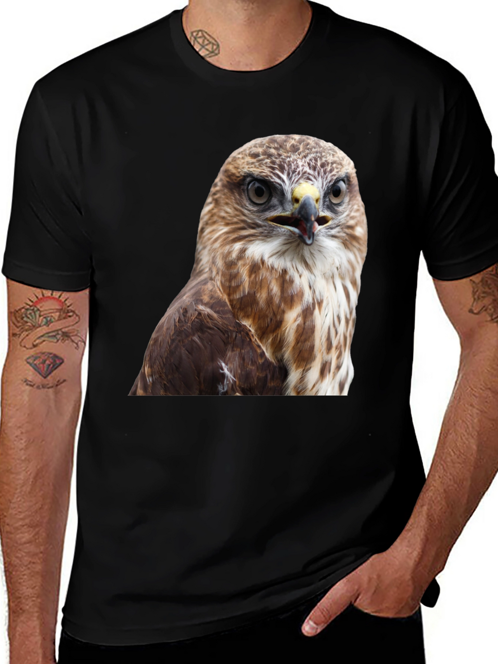 Cool Hawk Graphic T-Shirt - Mens Black Tee