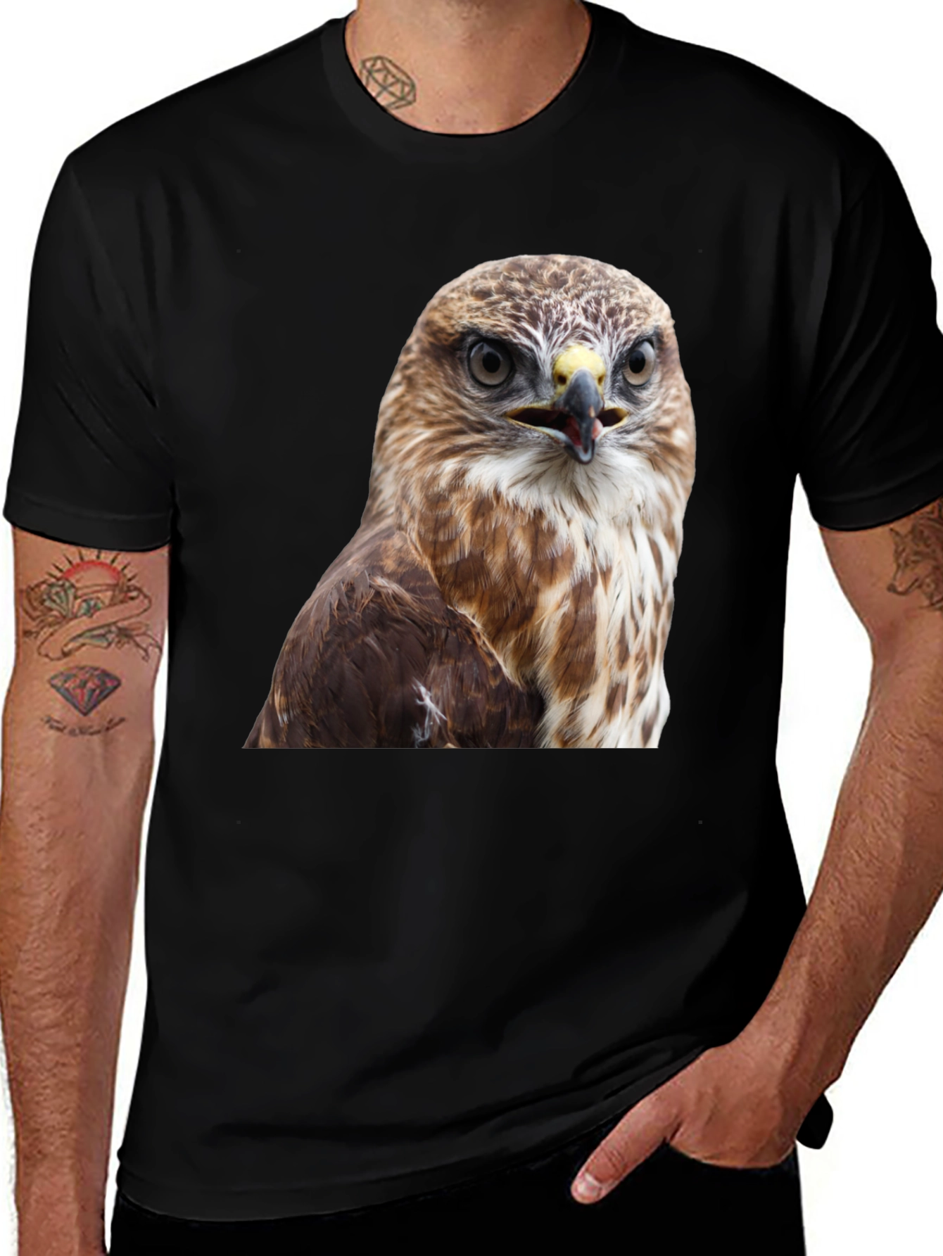 Cool Hawk Graphic T-Shirt - Mens Black Tee