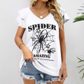 Spider Amazing Graphic Tee – Gothic Spider Web Halloween Aesthetic Shirt(z870)