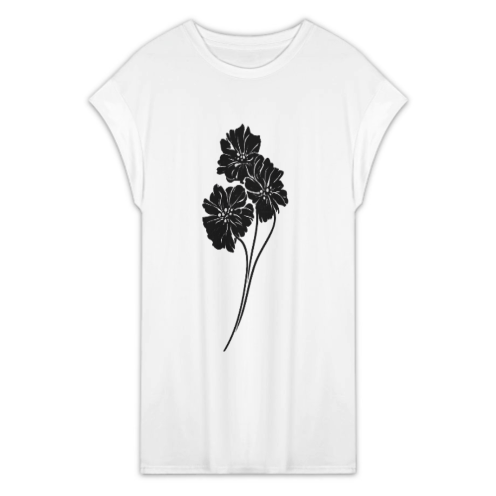 Minimalist Floral Graphic Tee – Elegant Black Wildflower Aesthetic Shirt for Women(z879)