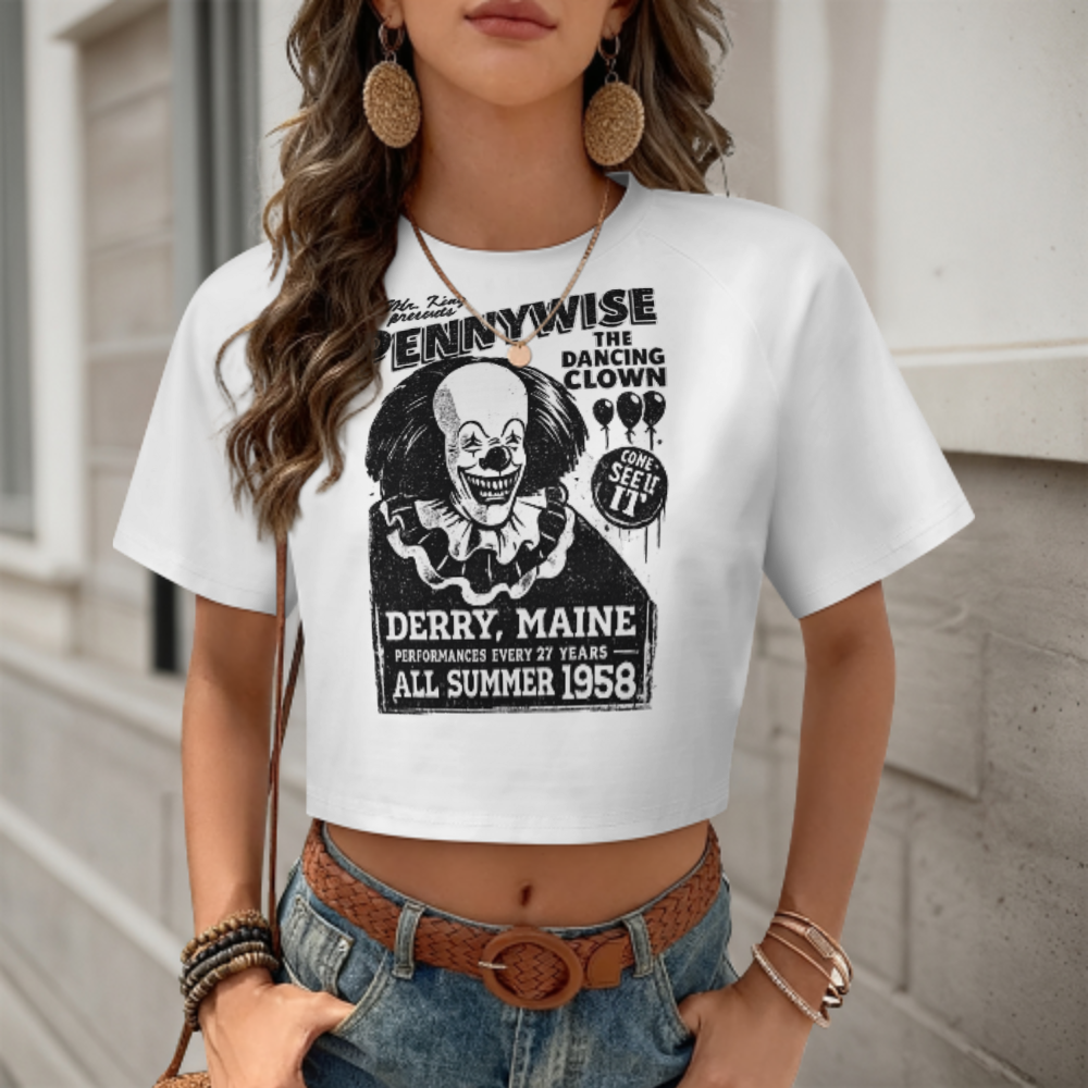 Vintage Pennywise Dancing Clown Graphic Tee | Retro Horror Carnival Inspired Halloween Shirt(z900)