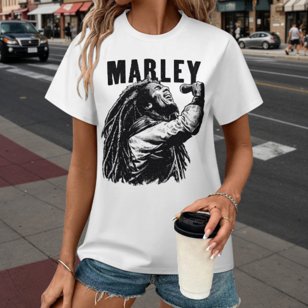 Marley Vintage Reggae Music Graphic T-Shirt | Retro Jamaican Legend Fan Tee(z904)