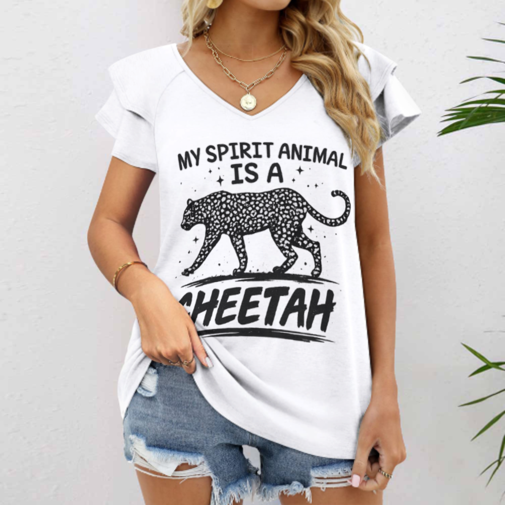 My Spirit Animal Is a Cheetah Graphic Tee – Funny Leopard Print Wild Cat Shirt(z869)