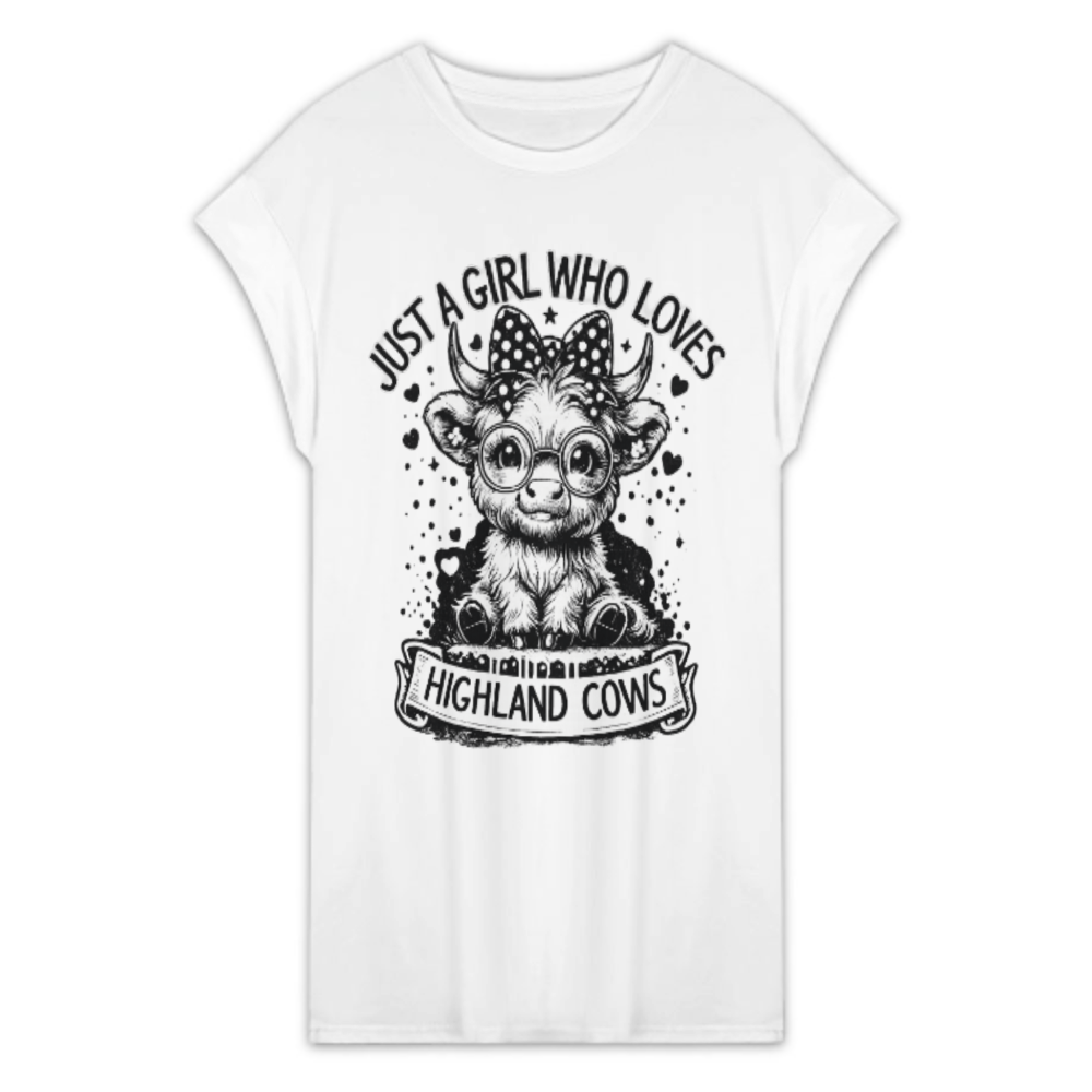 Just A Girl Who Loves Highland Cows T-Shirt – Cute Cow Lover Graphic Tee – Farm Animal Aesthetic Oversized Shirt(z874)